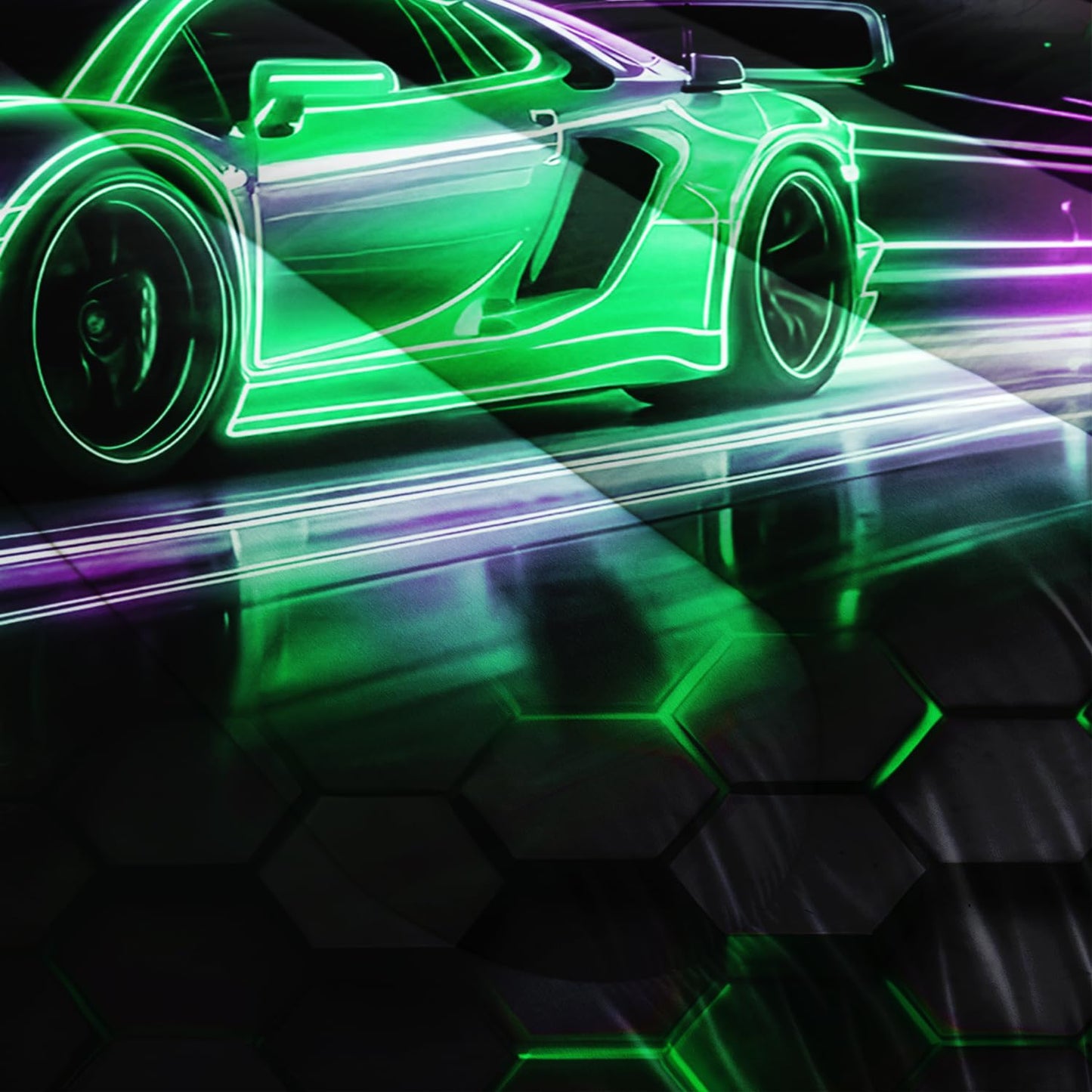 HOSIMA Kids Race Car Queen Bedding Sets,Hexagon Geometric Honeycomb Pattern Cool Extreme Sports Bedding for Boys Men Car Room Decor,Gaming Comforter with 2 Pillowcases.