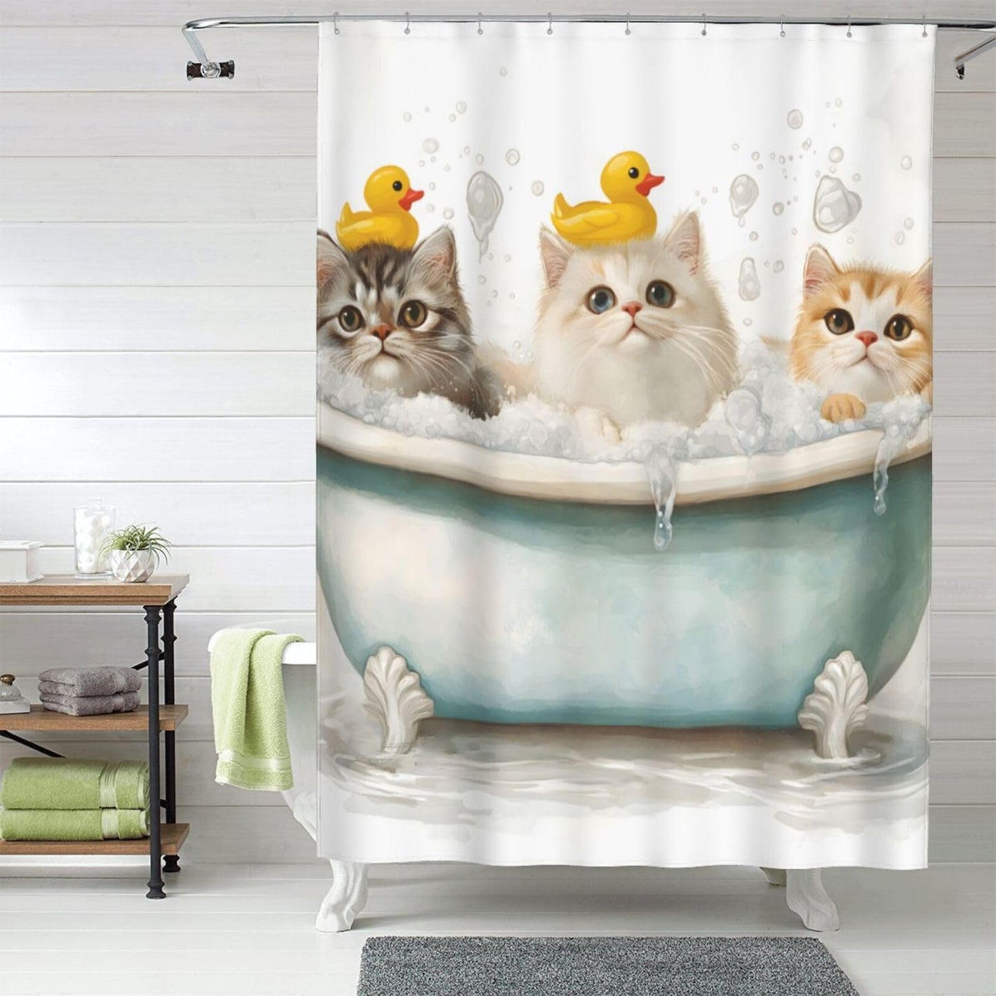 HEILIVIO Shower Curtain Cut cat Waterproof Fabric Stylish Durable Bathroom Decor,Quick-Dry,60x72inches,Includes Hooks