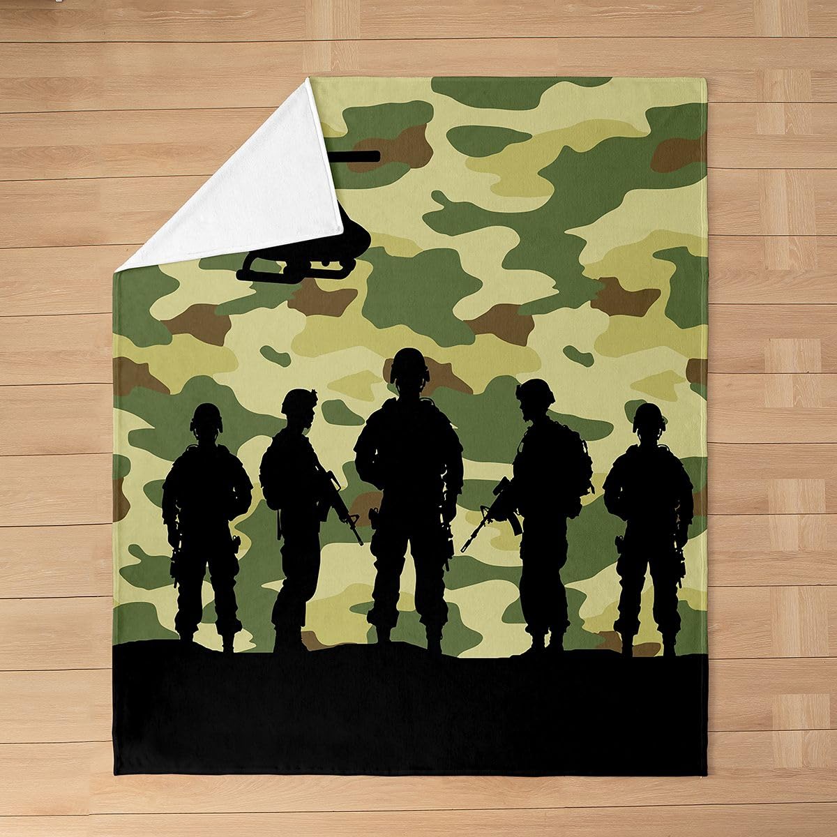 Erosebridal Camouflage Soldier Flannel Blanket 40x50 Inch Military Helicopter Fleece Blanket Boys Men Camo Army Silhouettes Fuzzy Plush Throw Teens Adults Trendy Shadow Art Decor