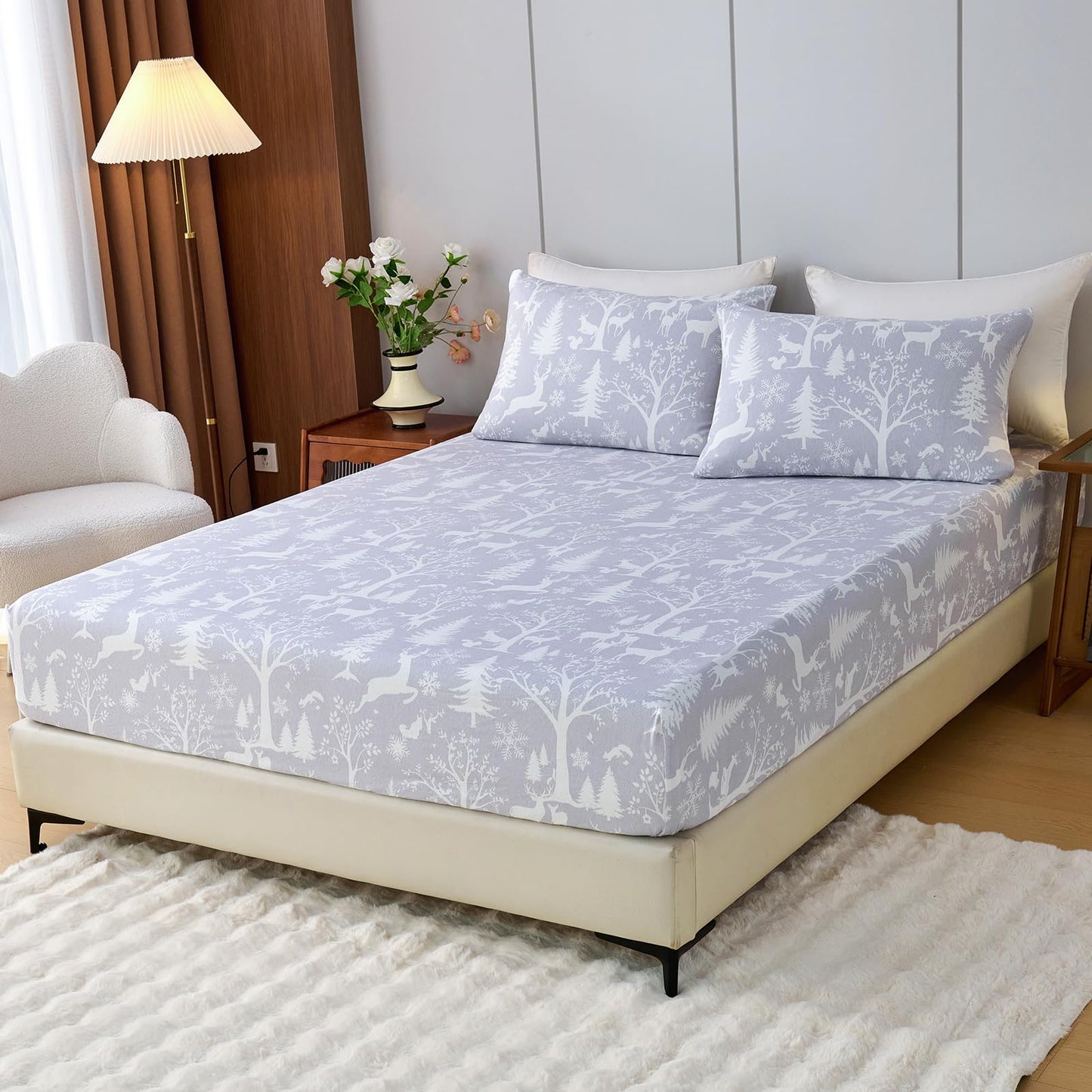 LANYETON 100% Cotton Flannel Fitted Sheet Only, Ultra Soft Cozy Warm Fitted Bottom Sheet for All Season, 16" Deep Pocket, Twin