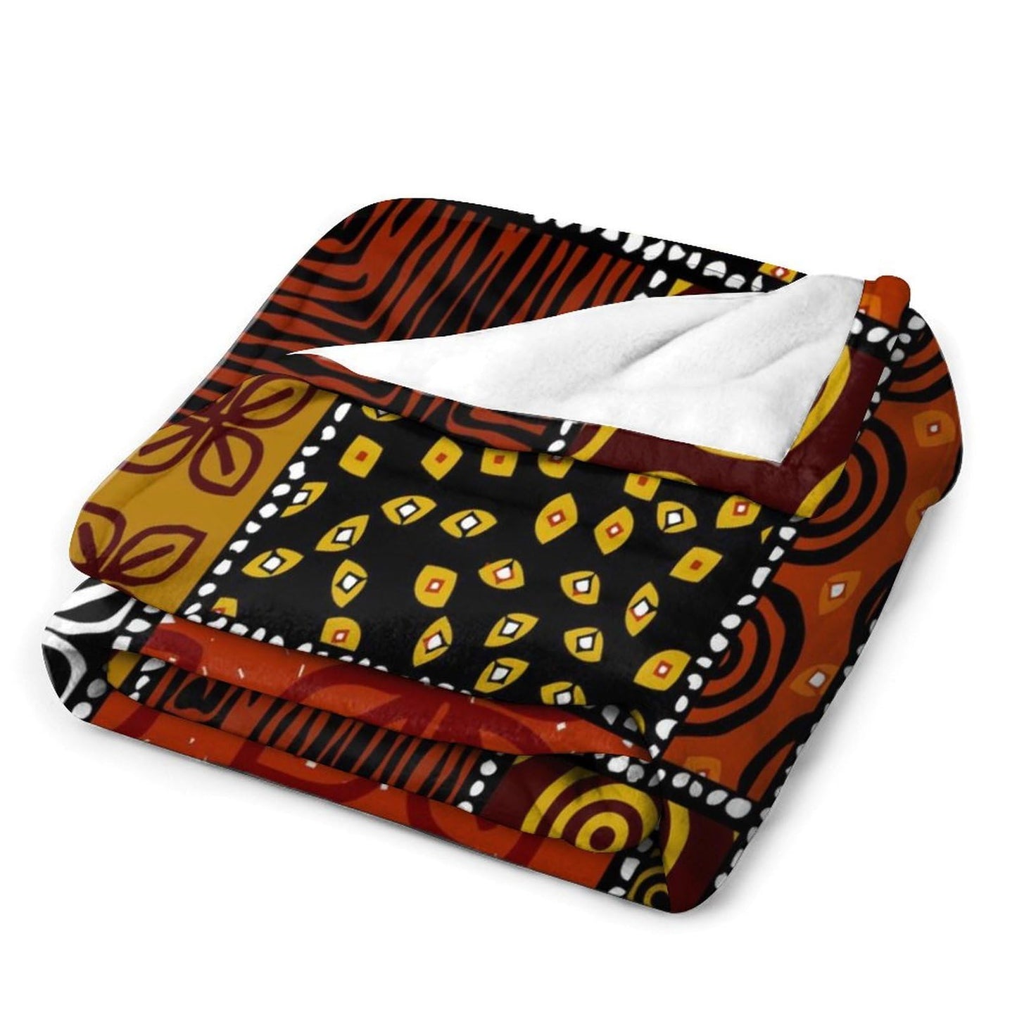 ZhiRain African Ethnic Throw Blanket Abstract Tribal Motifs Ethnic Lines Patchwork Style Blanket for Sofa Bed Couch Chair Or Dorm 50"x60"