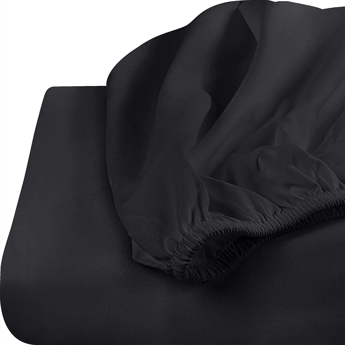NHNHN Fitted Sheet-Deep Pockets-Soft Microfiber-Easy Care-Shrinkage and Fade Resistant-Fitted Sheets Queen Size for Girl Woman Teens Kids-Only 1 Fitted Sheet (Queen, Black)