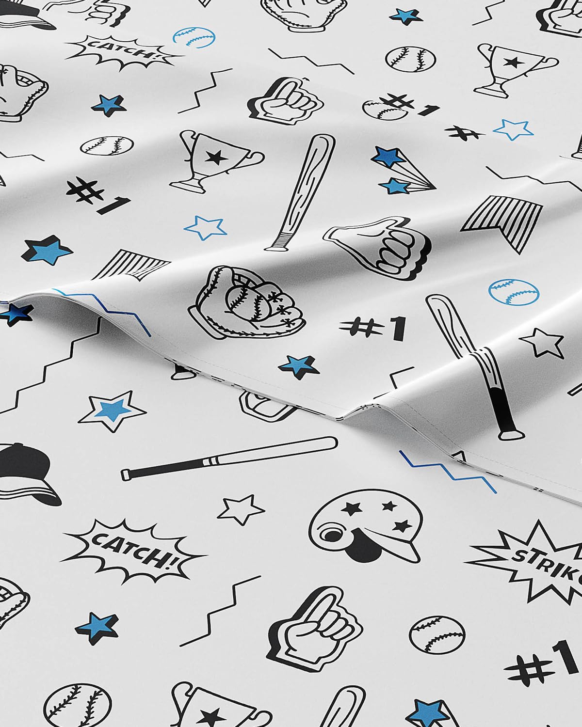 Kids Twin Size Bed Sheet Set - 3 Piece Kids Loft Bed Sheets - Baseball Sports ThemeD Bedding - Soft, Cute & Cozy - Breathable & Machine Washable - Bat & Ball Bed Set for Boys, Girls, Teens & Toddlers