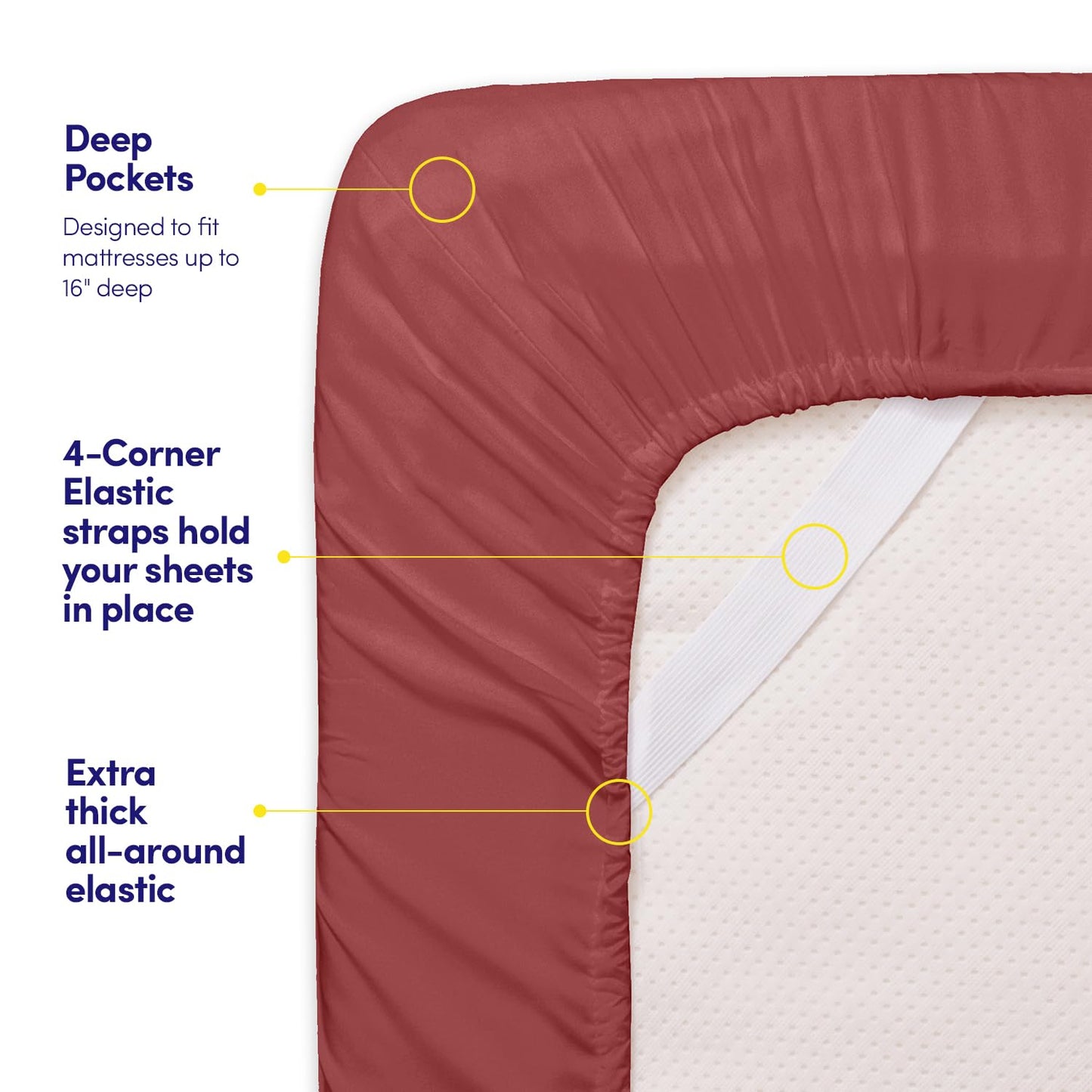 1500 Supreme Collection Queen Sheet Sets Burgundy - Luxury Hotel Bed Sheets and Pillowcase Set for Queen Mattress - Extra Soft, Elastic Corner Straps, Deep Pocket Sheets, Queen Burgundy