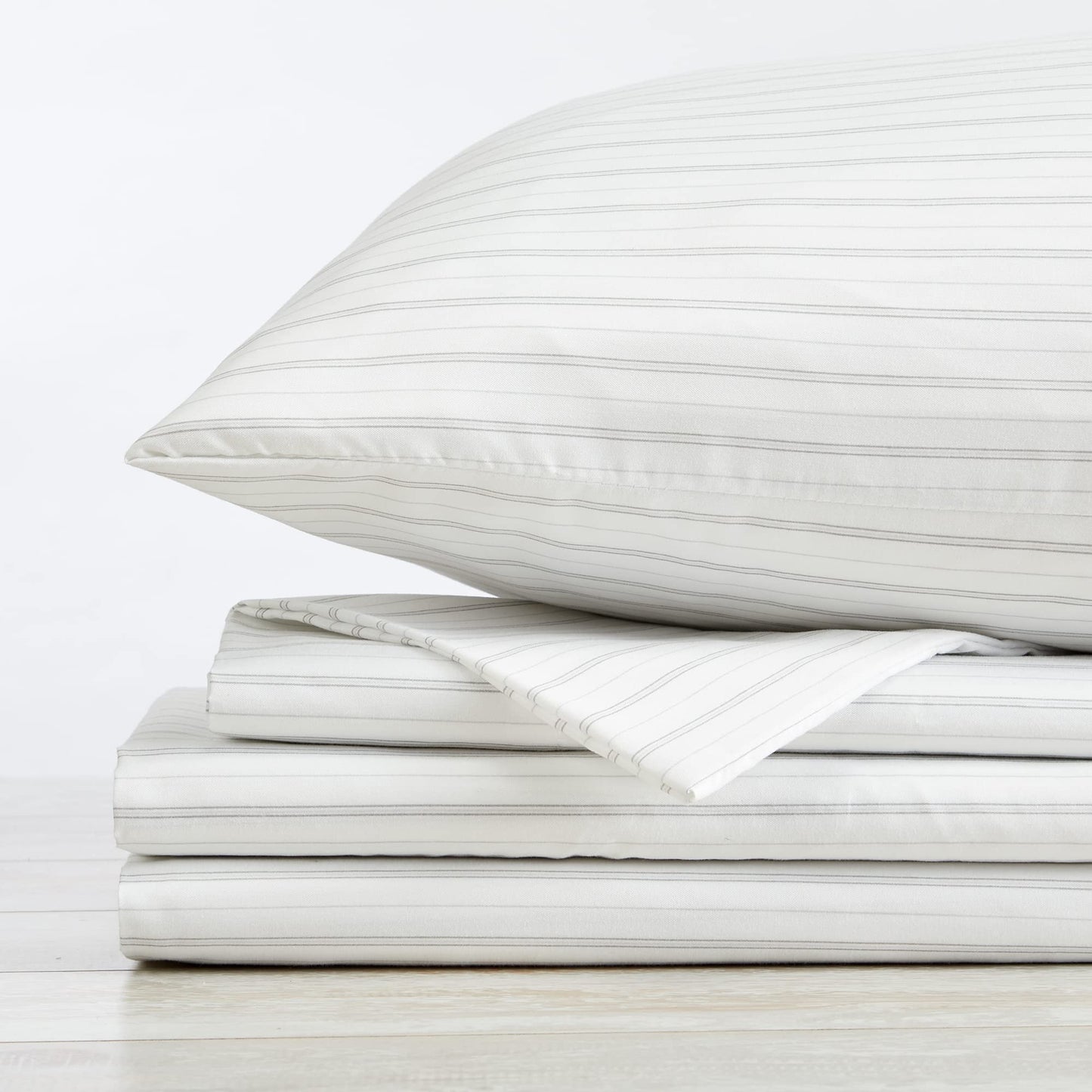 3-Piece Twin Microfiber Sheet Set - Ultra-Soft, Brushed Striped Bedding Sheets & Pillowcases - Wrinkle & Fade Resistant, All-Season Bed Sheets for Bed (Twin, Dark Grey)