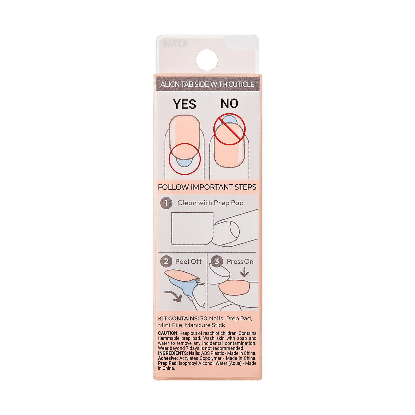 KISS imPRESS No Glue Mani Press On Nails, Color, 'Peevish Pink', Pink, Short Size, Squoval Shape, Includes 30 Nails, Prep Pad, Instructions Sheet, 1 Manicure Stick, 1 Mini File
