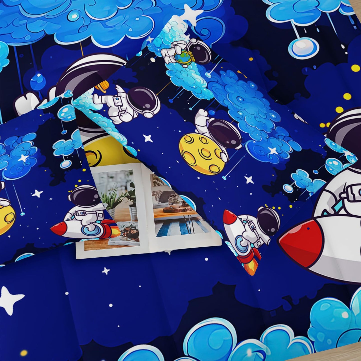 lnEffble Blue Space Galaxy Comforter Set - Twin Size Astronaut Bedding With Space Themed Design, Cute Astronaut Comforter For Boys' Room Decor