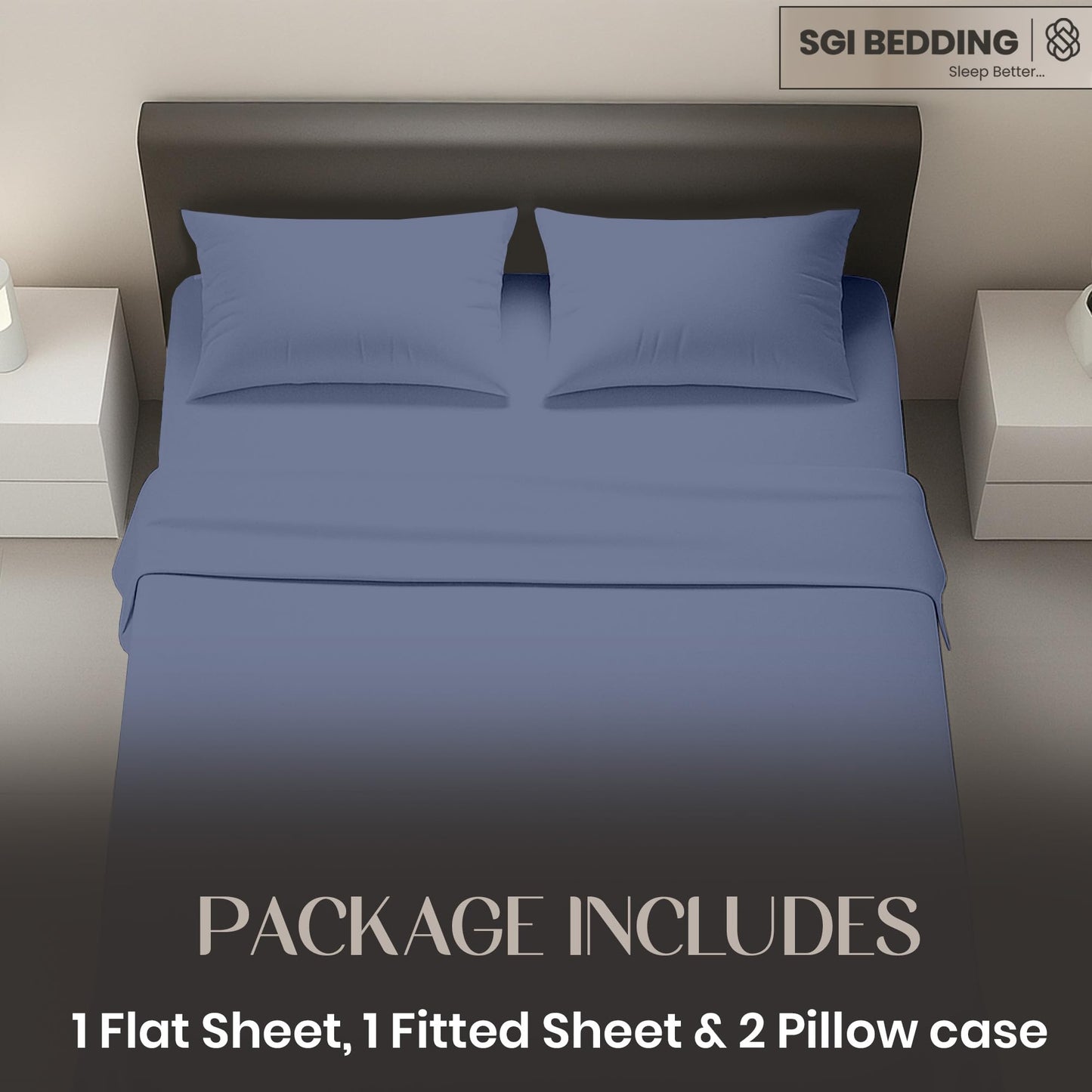 SGI bedding Full Size Med Blue Soft Brushed Luxury Microfiber 4 Piece Sheet Set- Easy Care Super Soft & Breathable Cool 15" Deep Pocket Fade Wrinkle Stain Resistant