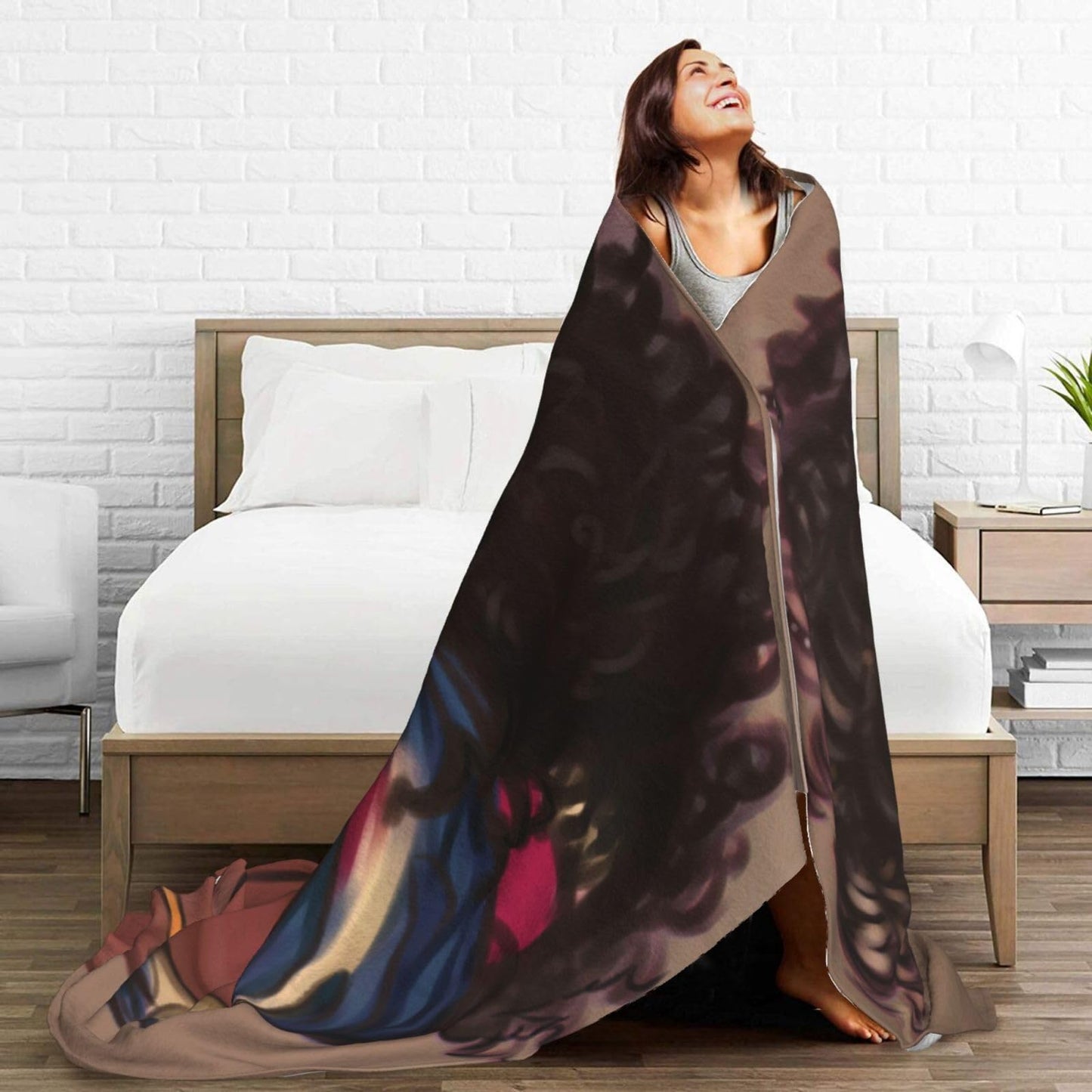 Abucaky African American Black Girl Fleece Throw Blanket Ultra Soft Cozy Afro Woman Decorative Flannel Blanket for Home Bed Couch Chair Travel 50x40in