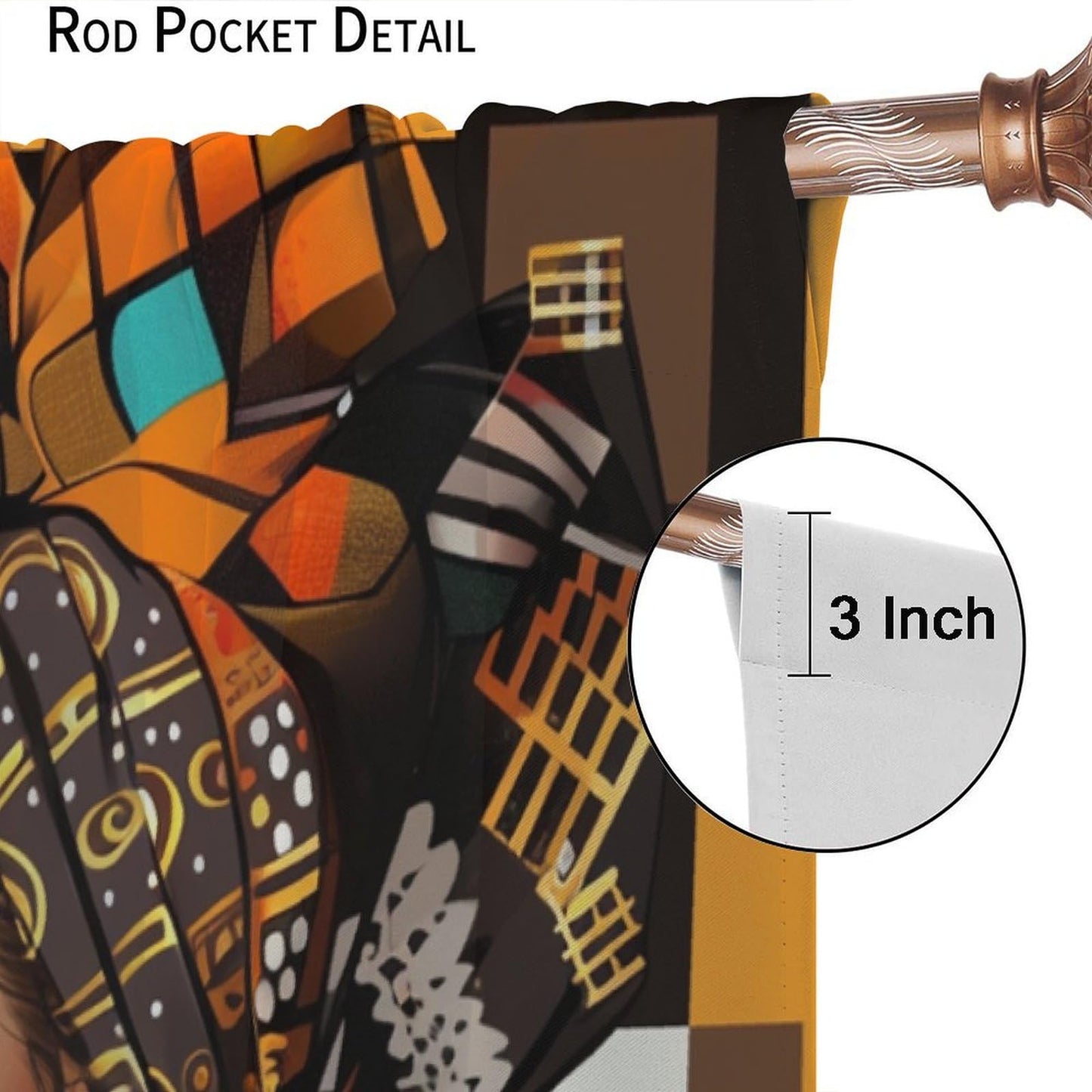 African Women Curtains Native Fashion Black Girl Headscarf Pattern Blackout Print Rod Pocket Window Drapes for Bedroom Living Room 42x45in
