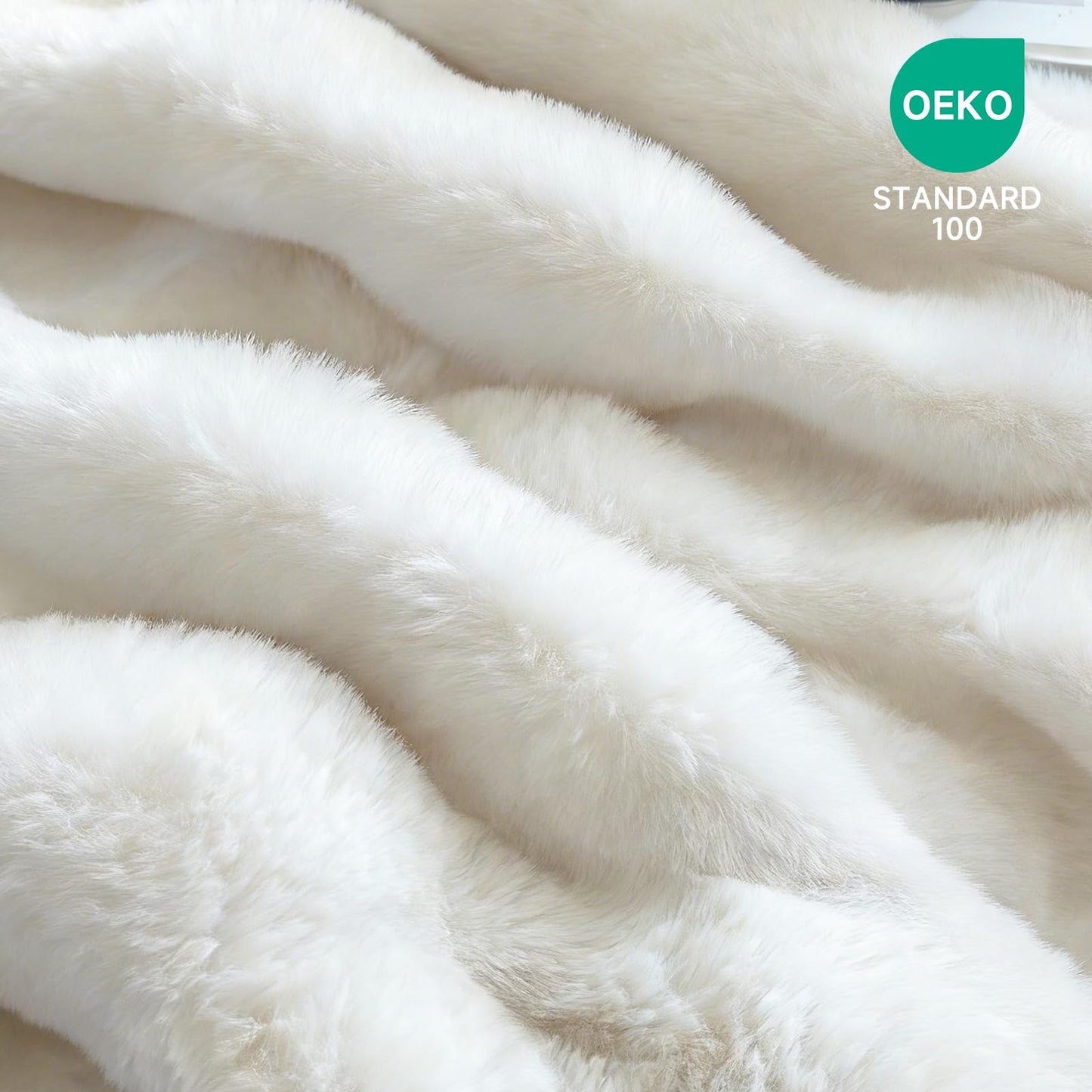 Luxury Faux Rabbit Fur Bubble Throw Blanket, Elegant White, Ultra Soft Plush 3D Bubble Design, Reversible Mink Blanket for Couch, Sofa, Bed & Living Room, 50" x 60" Gift for Women & Family