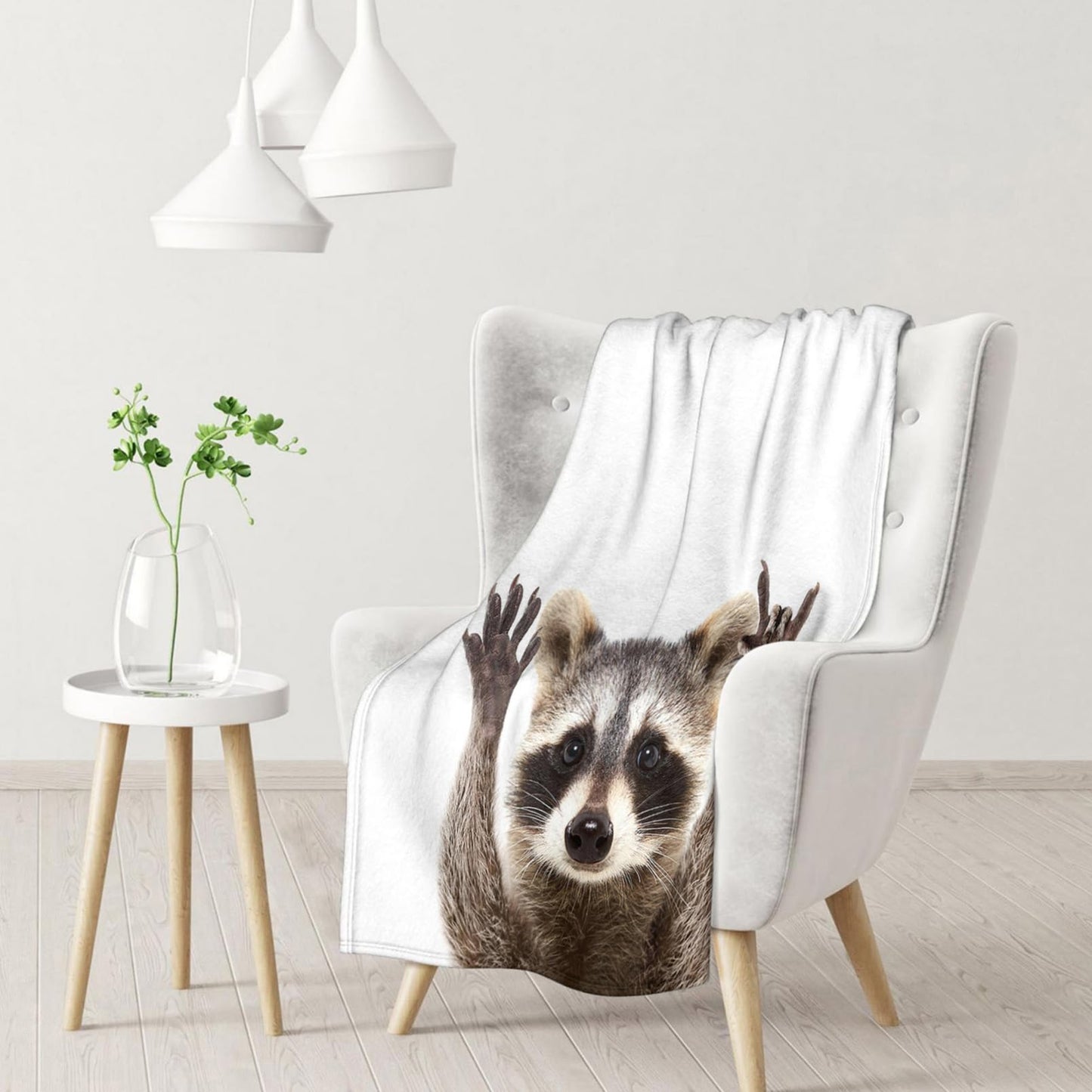 Throw Blanket 50x60 Inch,Funny Cute Raccoon Cozy Soft Lightweight Fuzzy Flannel Blanket 60x50 Inch Suitable for Couch Bed Sofa Living Room in All Seasons