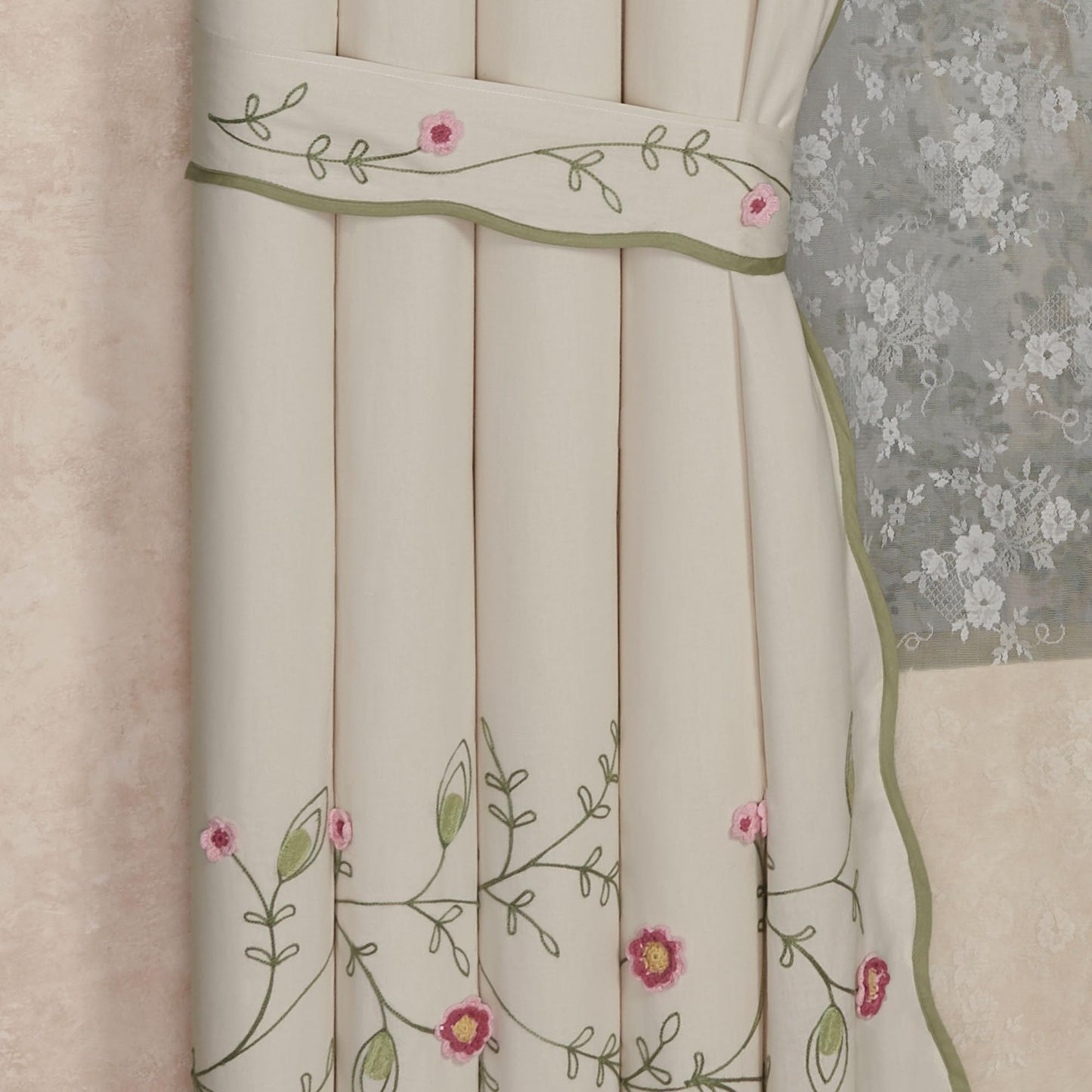 Posy Cottage Garden Contour Swag Window Valance & Curtains Set