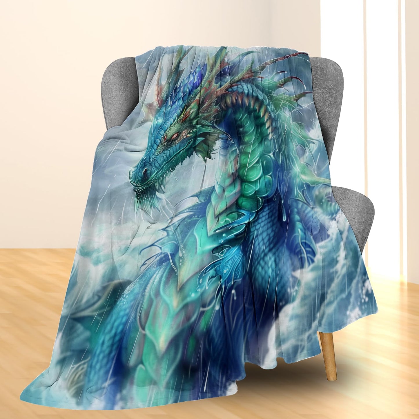 Ti Caldi Mystical Dragon Storm Blanket - Warm, Fluffy & Fuzzy Flannel Throw Blanket, Soft, Cozy & Lightweight for Couch, Bed, Travel & Outdoor Use, Ideal for Adults Kids Men Boys 50×60 in