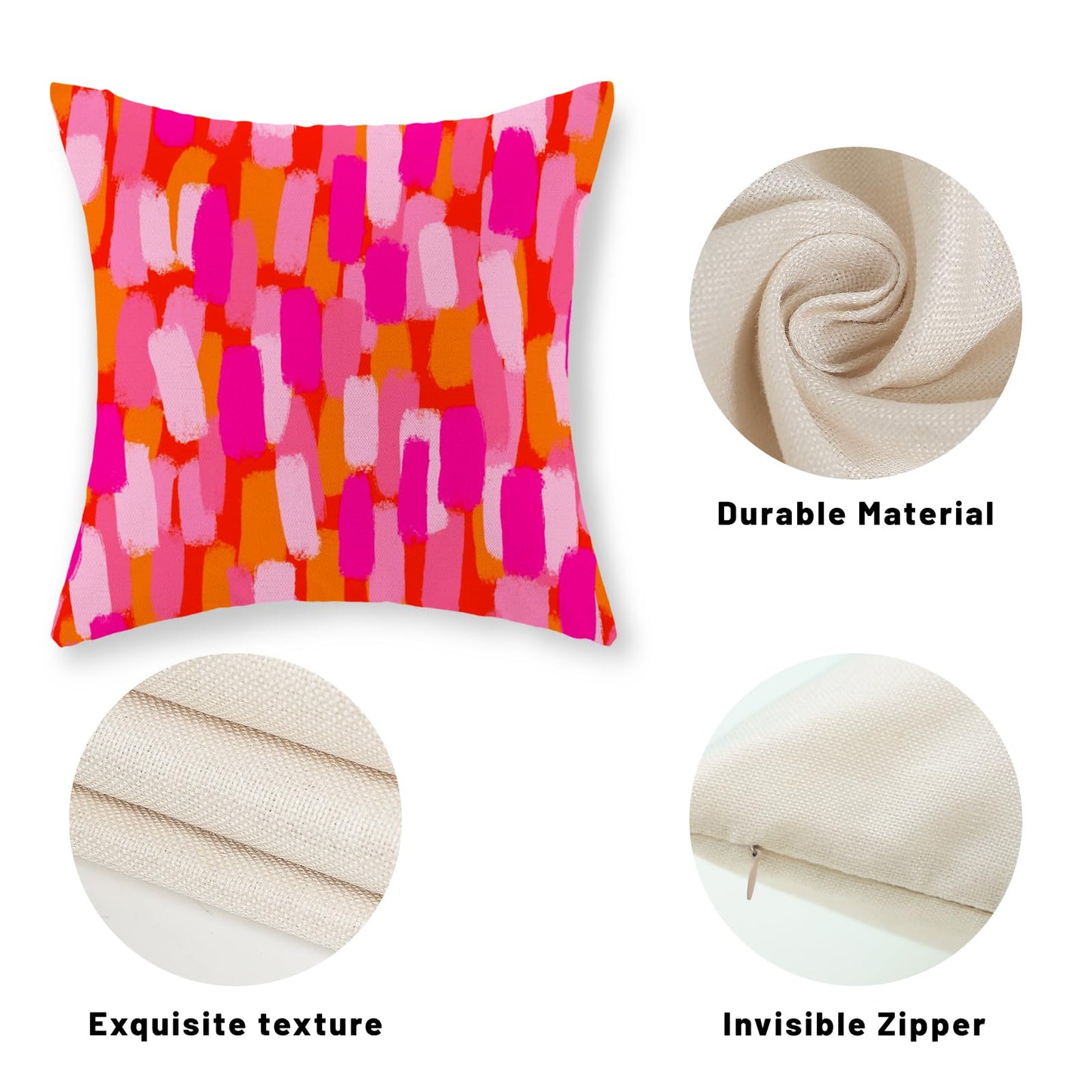 GOLIANDA Hot Pink Orange Pillow Covers 18x18 Inch Set of 2 Abstract Preppy Throw Pillows Painting Outdoor Decorative Pillow Cases Linen Aesthetic Boho Cushion Cover for Couch Home Sofa Bed Decor