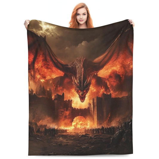 Dragon Blanket Gifts for Kids Adults Boys Girls Lightweight Soft Flannel Throw Blankets Cozy for Dragon Lovers Living Room Sofa Couch Bed Room All Season Decor 50x60in