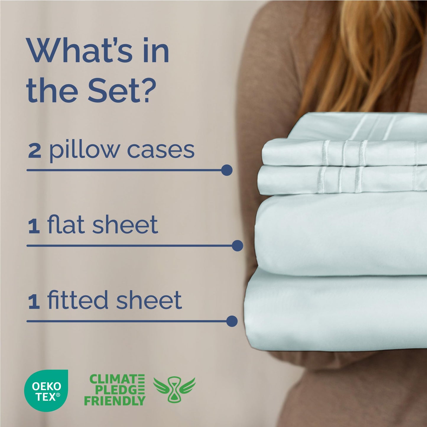 Full Size 4 Piece Sheet Set - Comfy Breathable & Cooling Sheets - Hotel Luxury Bed Sheets for Women & Men - Deep Pockets, Easy-Fit, Extra Soft & Wrinkle Free Sheets - Ice Blue Oeko-Tex Bed Sheet Set