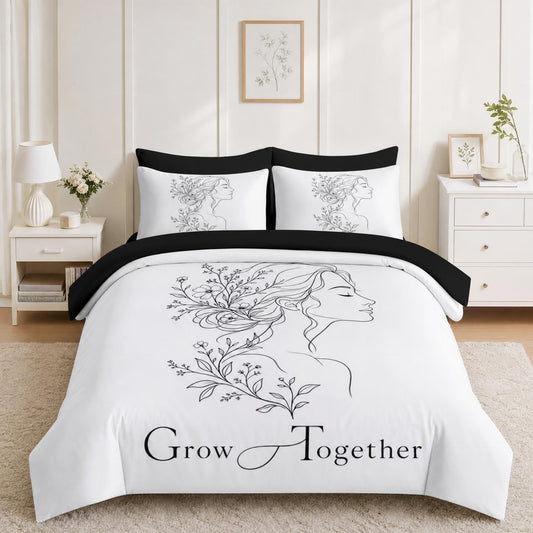 Boewywh Comforter Set Twin Size Floral Minimalist Botanical 7 Pcs, Bedding for Kids and Adults, Bed Sheet Sets with Fitted Sheet 2 Pillowcases & 2 Shams for Bedroom Bed Decor