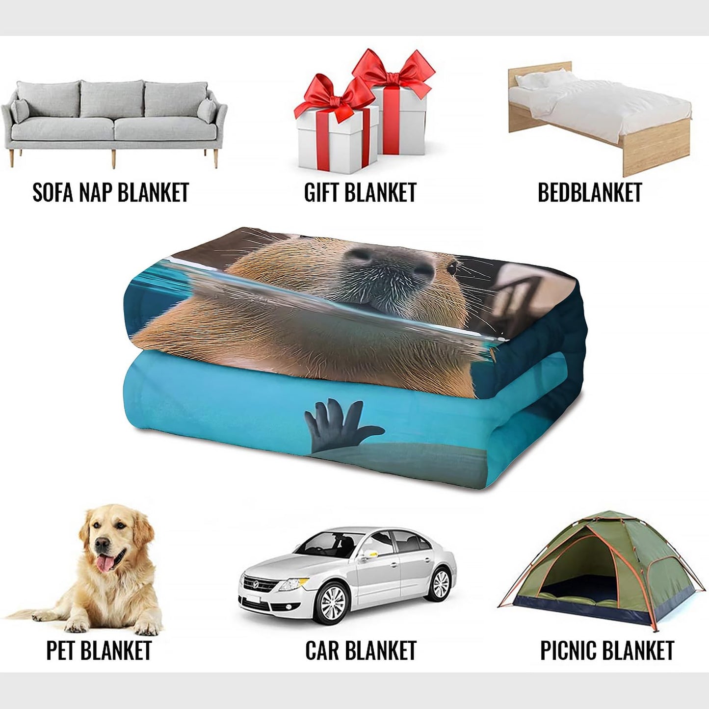 YISUMEI Capybara Gifts Throw Blanket, 50"x60", Underwater Capybara Cozy Blanket for Women, Kids and Teens, Ultra Soft Plush Fleece Flannel Blanket for Couch & Bed, Room Decor