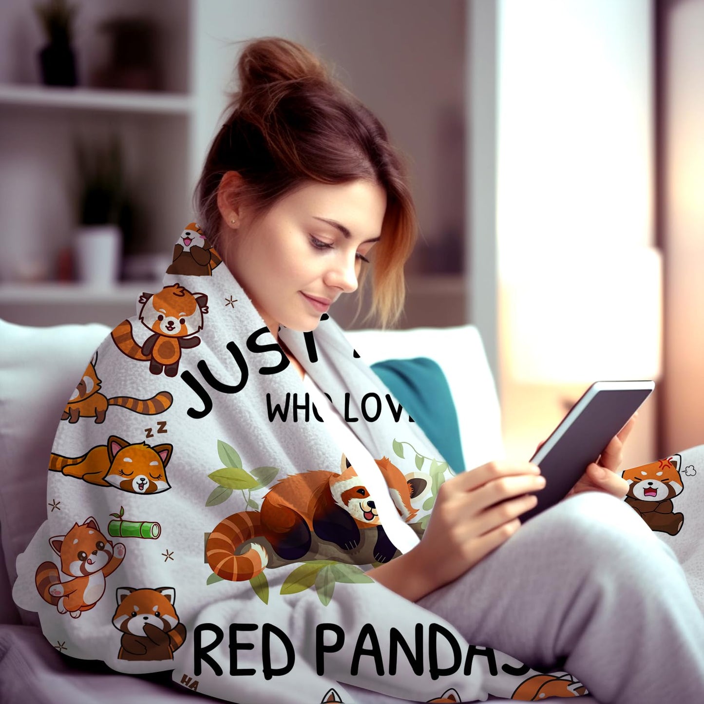 Red Panda Blanket Plush Gifts Just A Girl Who Loves Red Panda Blankets Ultra Soft Cozy Flannel Throw Blankets Bedding for Kids Girls Adults Women Gifts 50" x40