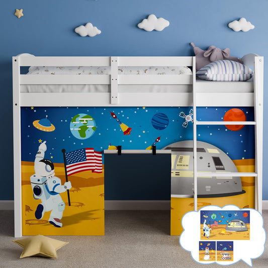 YRDKB Astronaut Bunk Bed - Curtains Premium and Customizable Cartoon Loft Bed Curtains for Children to Enhance The Imaginative Creation Bedroom Curtains(3PCS,Twins)
