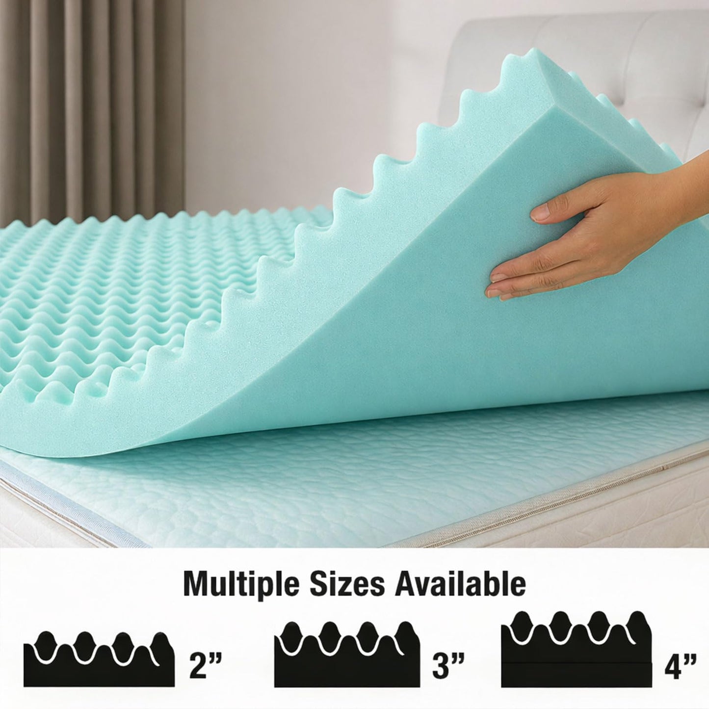 DMI 4-Inch Foam Mattress Topper, Egg Crate Foam Pad, Mattress Pad and Bed Topper for Support, Air Circulation, Pressure Relief and Weight Distribution, Twin Size, 33 x 72 x 4, Blue