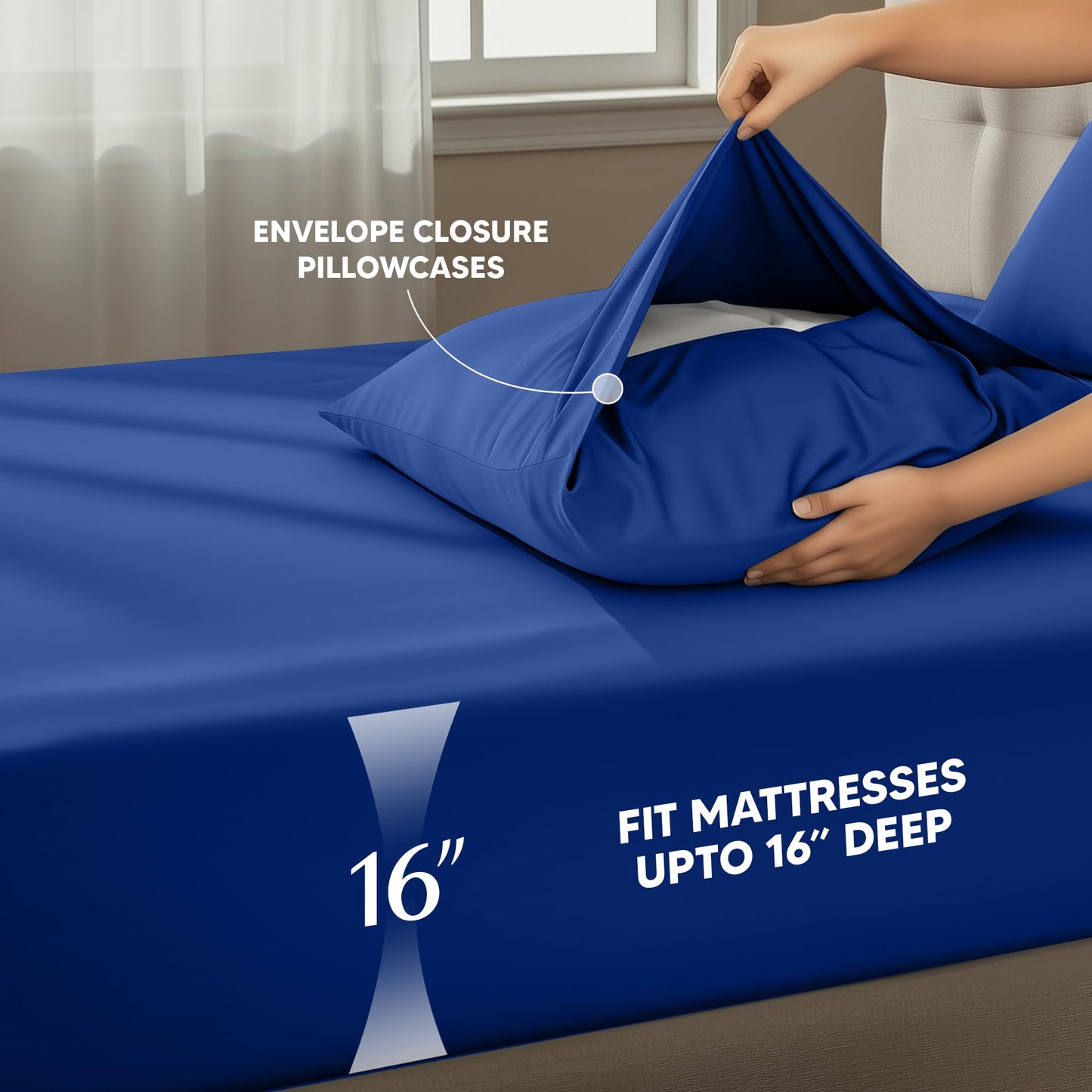 Utopia Bedding Queen Size Sheet Set – 4 Piece Bed Sheets, Soft and Breathable Microfiber, Includes 1 Fitted Sheet, 1 Flat Sheet and 2 Pillowcases – Oeko Tex (Royal Blue)