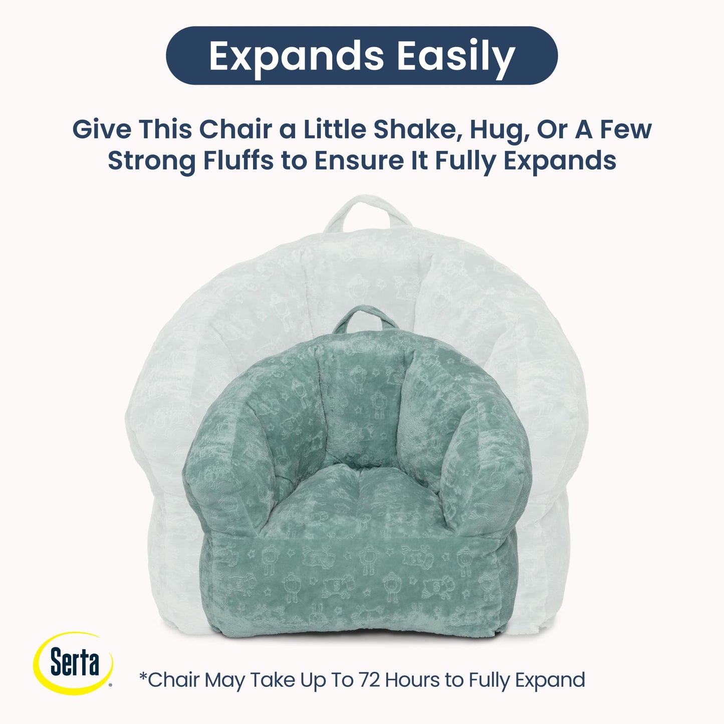 Delta Children - Serta Kids Plush Barrel Toddler Chair, Soft Foam Chair Bean Bag Chair Alternative for Boys and Girls, Cozy Seat for Reading, Watching Cartoons, Playroom Nursery Bedroom, Sage