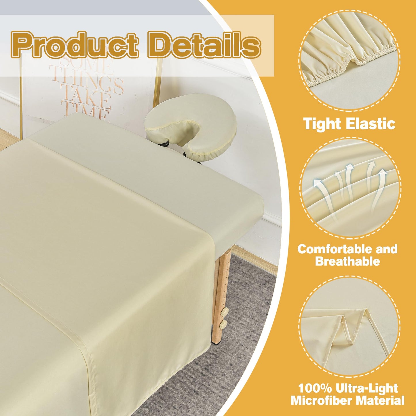 2 Sets Microfiber Massage Table Sheets, 3 Piece Reusable Massage Bed Cover Per Set, Lash Bed Cover Soft, Light-Weight, Stain & Wrinkle Resistant for Spa Beauty Tattoos