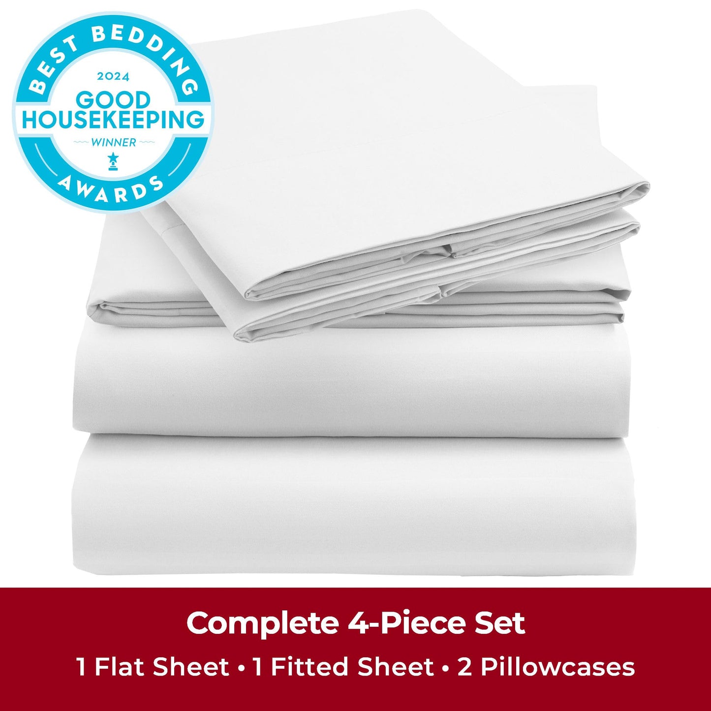 Mellanni Queen Sheets Set - 4 PC Iconic Collection Bedding - Hotel Luxury, Extra Soft, Cooling Bed Sheets - Wrinkle, Fade, Stain Resistant (Queen, Striped White)