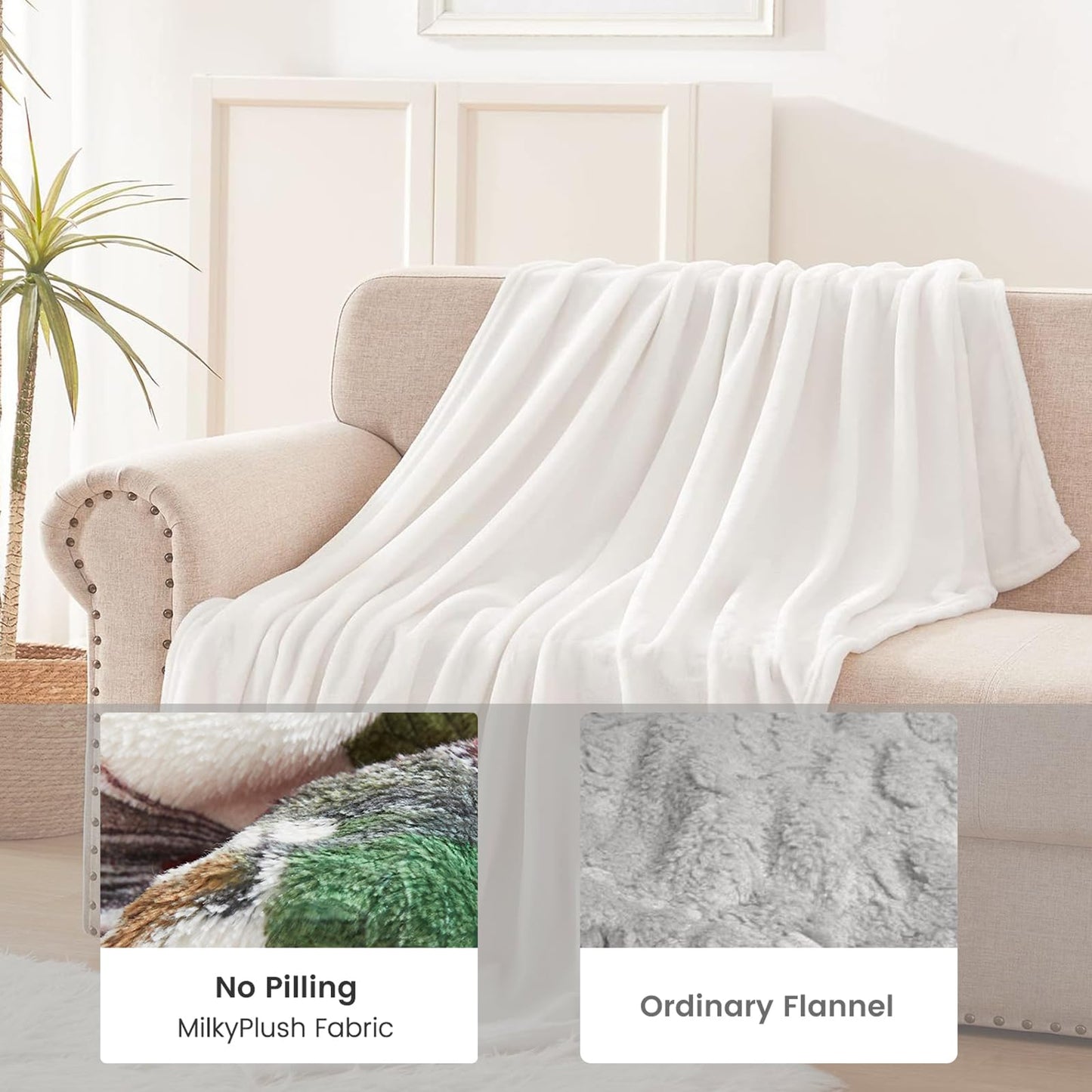 Romantic Butterfly Blanket for Girls Women and Nature Lovers, Flannel Blankets Gifts, Daisy and Blue Hydrangea Floral Throw for Sofa Couch Bed Living Room, Soft Warm Cozy Home Decor 60" x 50"
