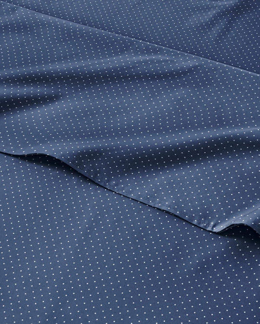 Navy Blue Polka Dots Bed Sheet Set – 1 Flat & 1 Fitted Sheet & 2 Pillowcases w/ Deep Pockets – Polka Dot Bedding - Ultra-Soft, Wrinkle & Fade Resistant - Comfy, Breathable & Cooling - Queen Size Set