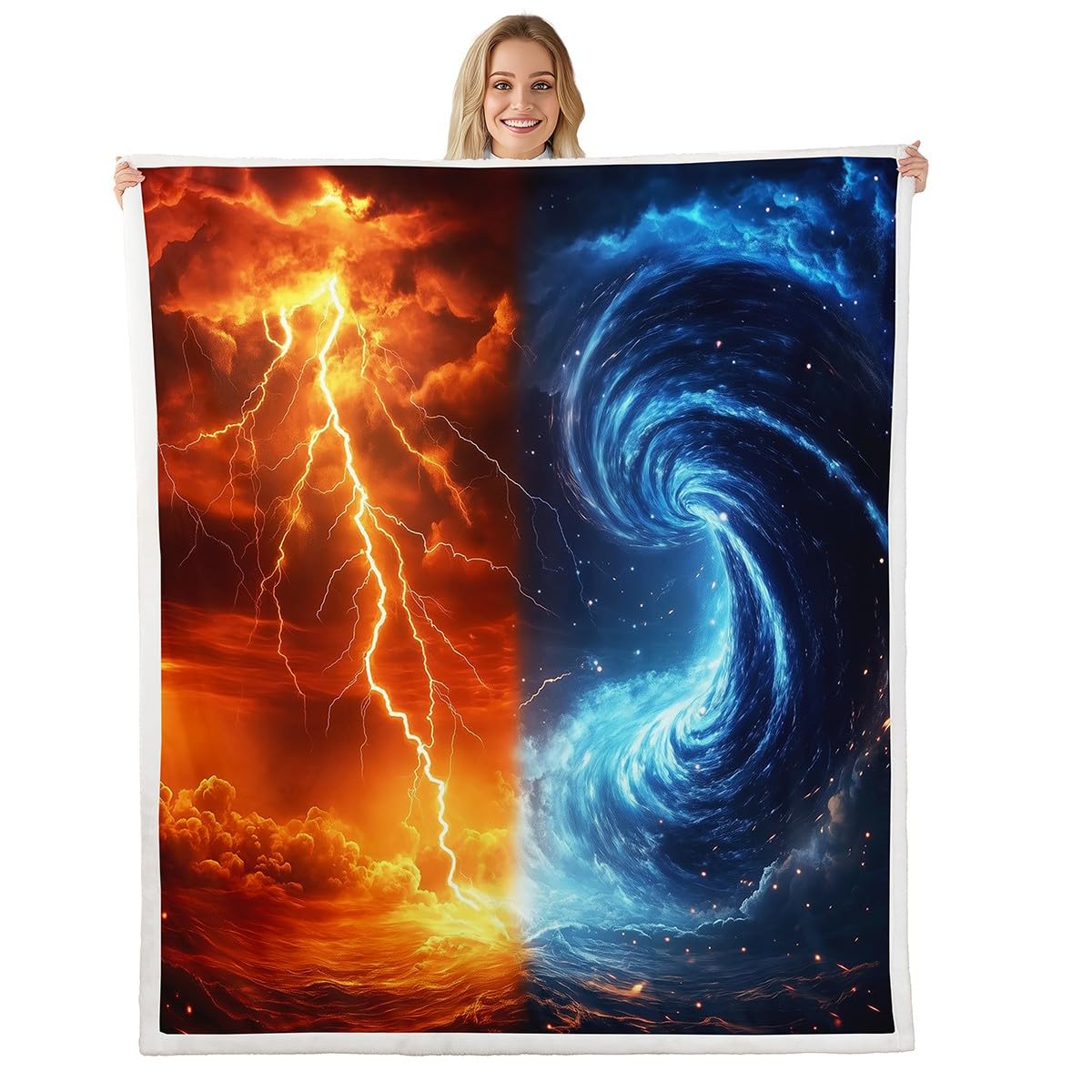 Erosebridal Tornado Fleece Blanket Lightning Sherpa Blanket 90"x90", Natural Disaster Scary Hurricane Fuzzy Plush Throw