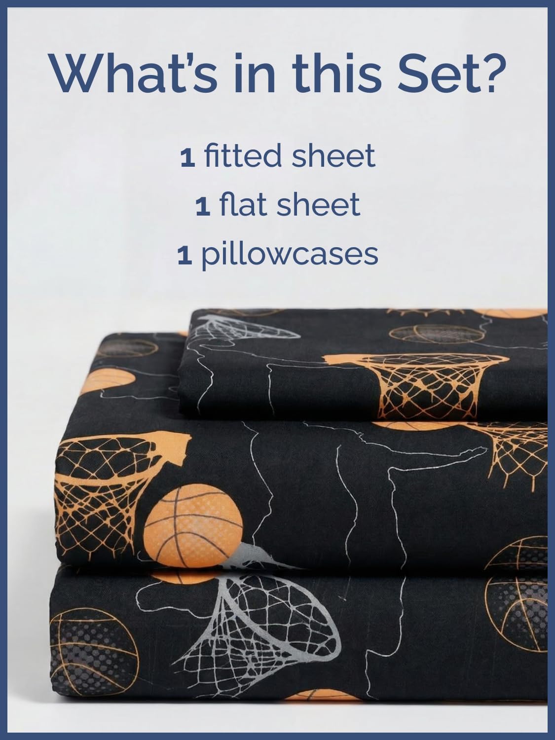 CGK Unlimited Kids Halloween Hoops Twin 3 Piece Sheet Set - Boys, Girls, Teens, Toddler - Easy Fit Deep Pockets - Soft, Cooling & Breathable Sheets - Cute, Cozy, Fade & Wrinkle Free - Machine Washable