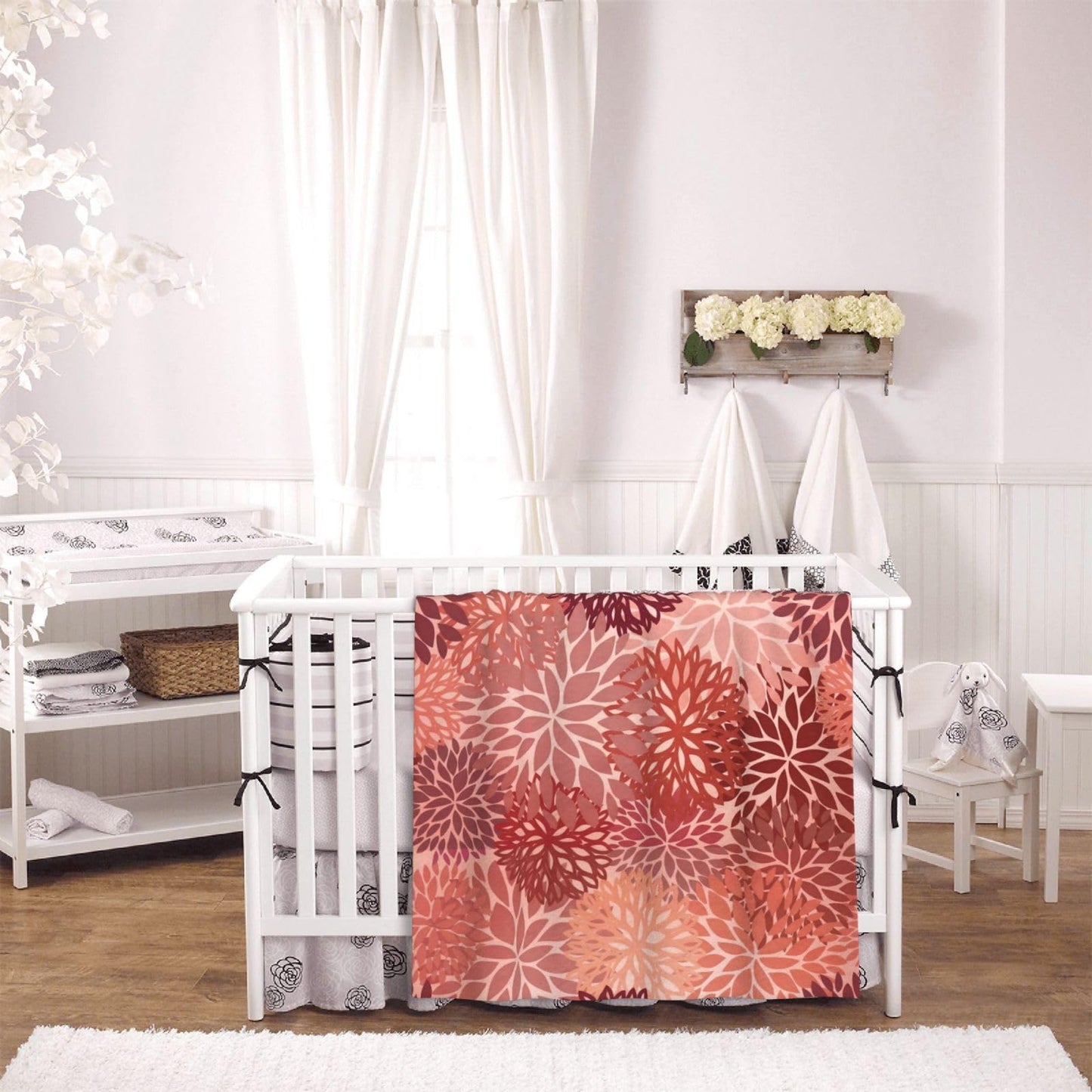 Perinsto Red and Pink Chrysanthemum Floral Throw Blanket Ultra Soft Warm All Season Daisy Flowers Decorative Fleece Blankets for Bed Chair Car Sofa Couch Bedroom 50"X40"