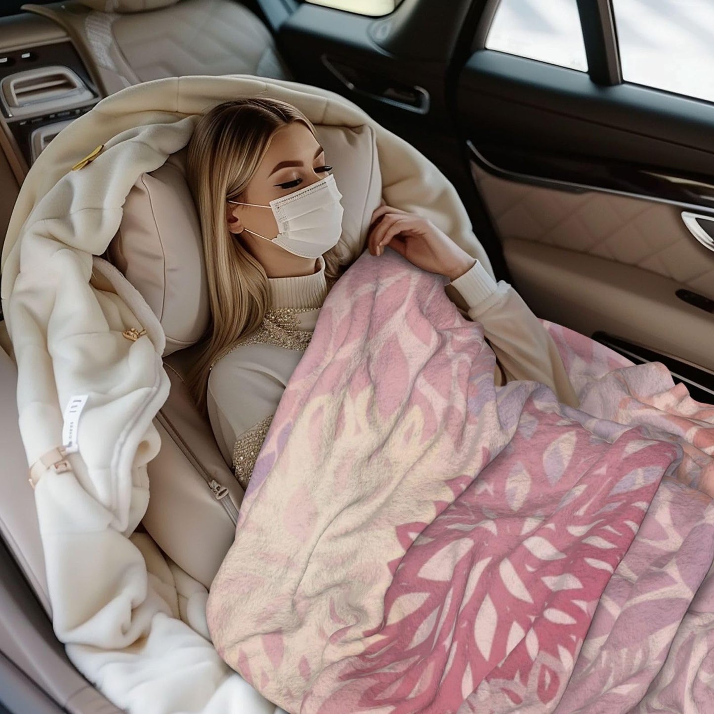 Perinsto Pink Chrysanthemum Flowers Throw Blanket Ultra Soft Warm All Season Daisy Floral Decorative Fleece Blankets for Bed Chair Car Sofa Couch Bedroom 50"X40"