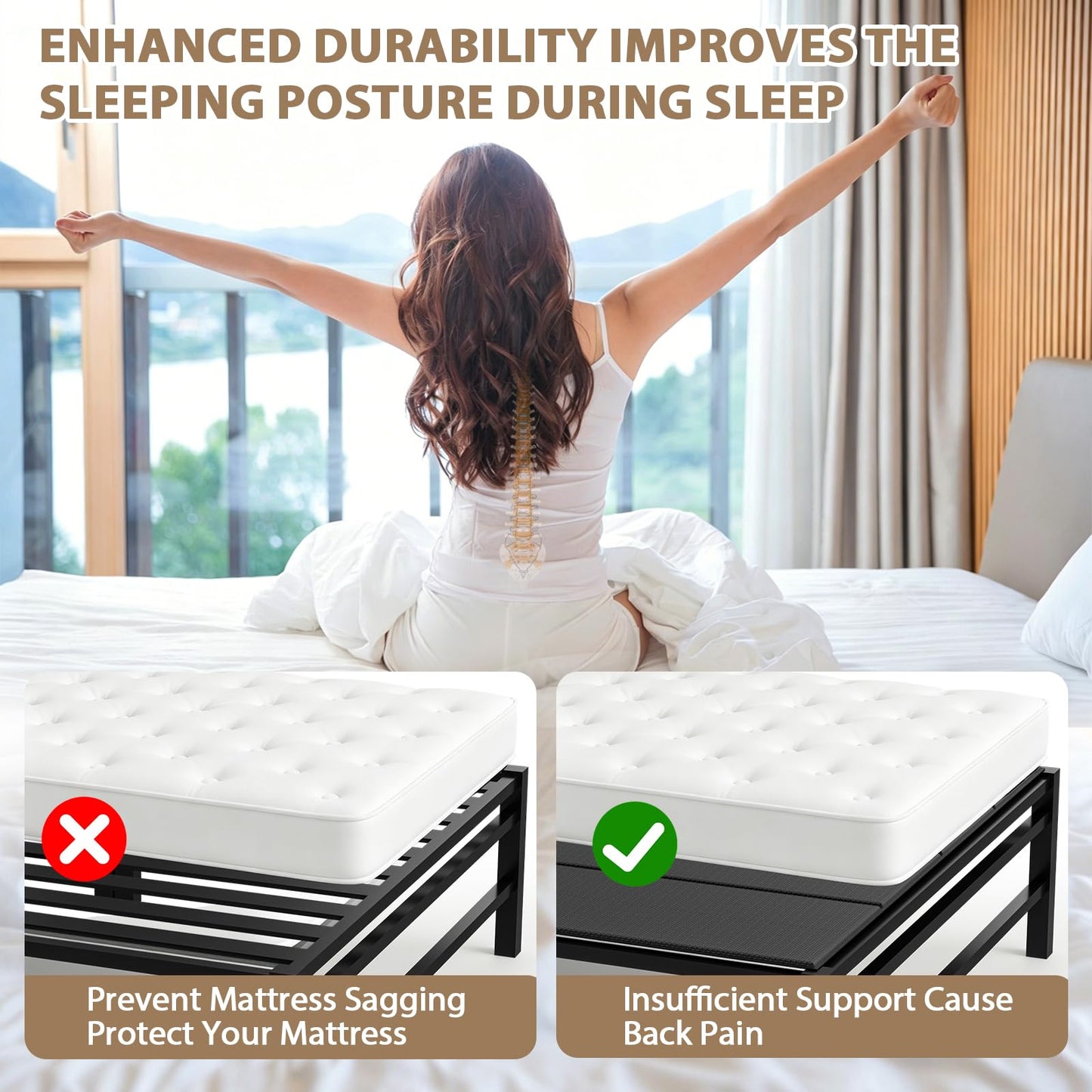 Xenohuaxis Heavy Duty Bunkie Board Queen Size 60"x80",10MM Bed Support Board, Anti-Sag Mattress Support for Slatted Bed Frame, Bunk Bed & Platform Bed