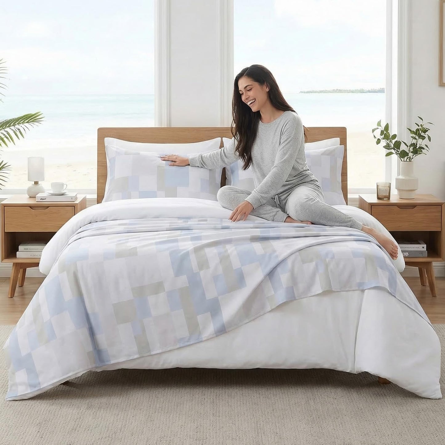 YIYEA King Size Sheets Set, Premium Double Brushed Microfiber Bed Sheet Set for All Season, Soft Breathable, 16" Deep Pocket, Shrinkage and Fade Resistant, 4PC, King