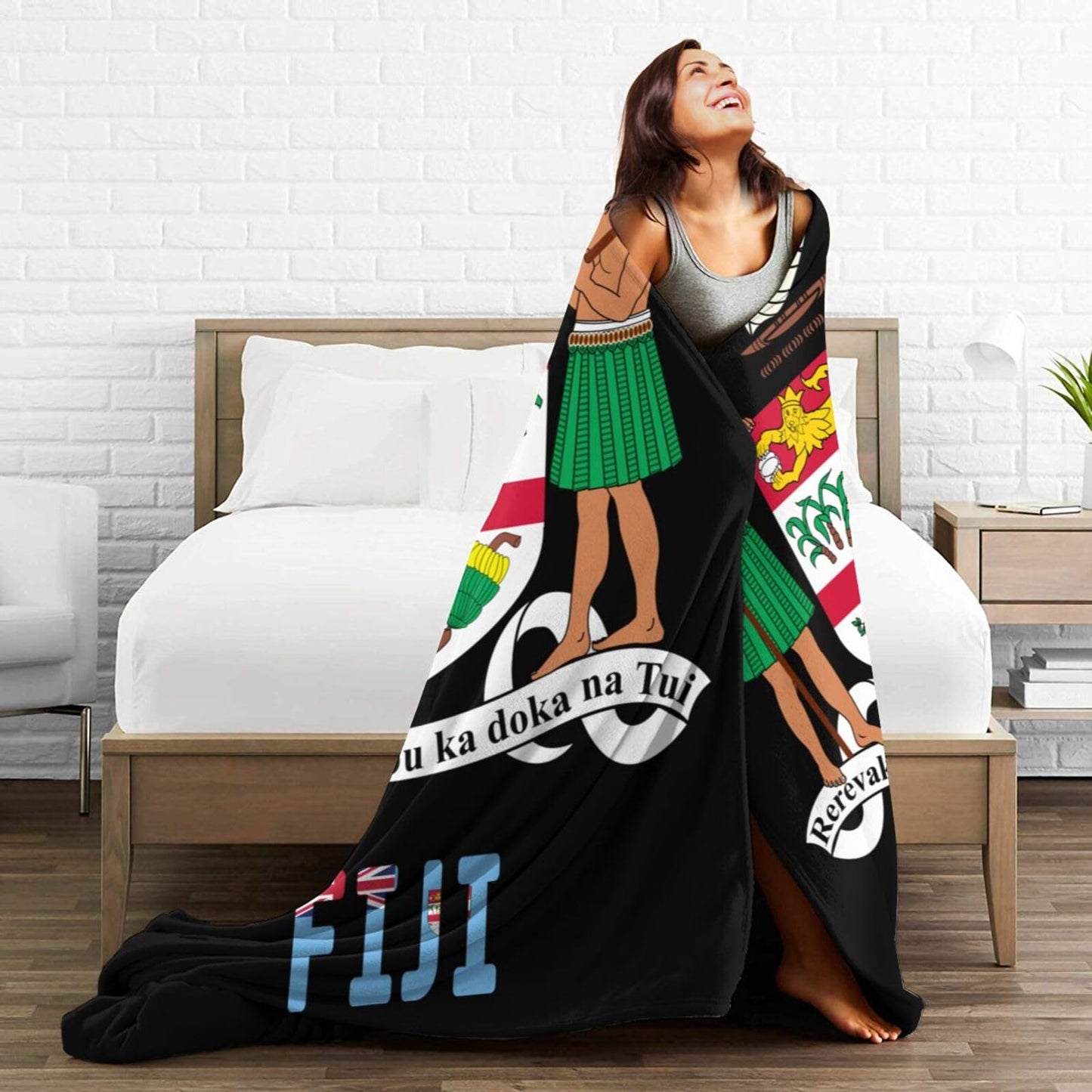 Fijian National Emblem Blanket Throw Blanket for Couch Sofa Plush Fleece Bed Blankets Lightweight Comfy Flannel Ultra-Soft Warm Blankets for Home Camping Travel Gift 80"X60"