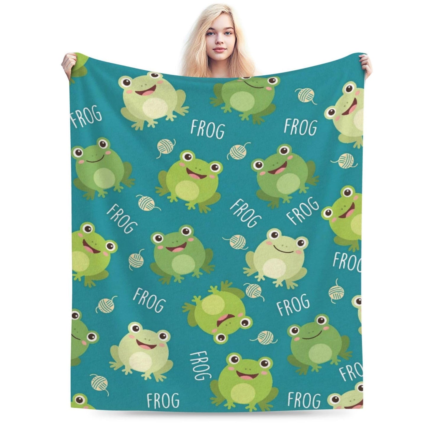 Gbuzozie Cute Frogs Fleece Blanket Lightweight Ultra-Soft Cartoon Animals Throw Blanket for Sofa Couch Bed Camping Travel - Super Soft Cozy Microfiber Blanket 50"X40"