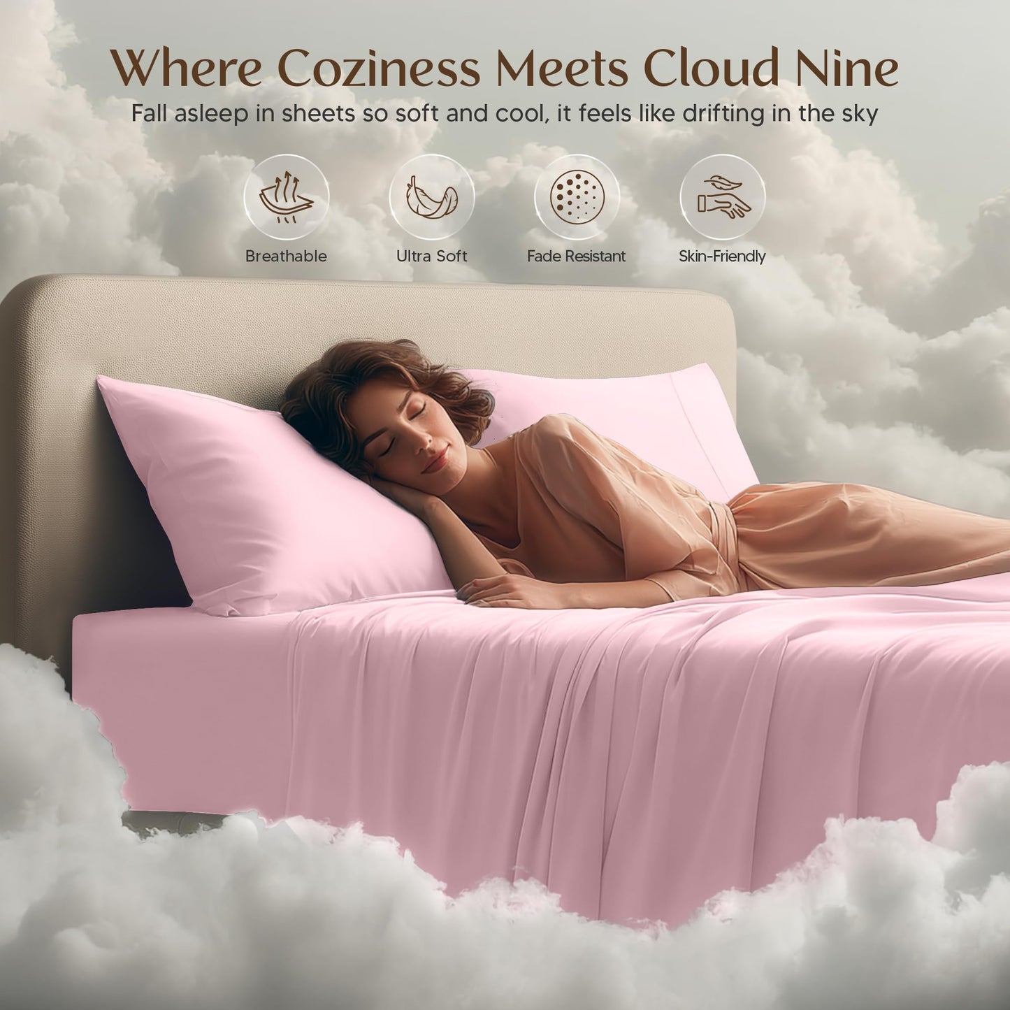 Utopia Bedding Queen Size Sheet Set – 4 Piece Bed Sheets, Soft and Breathable Microfiber, Includes 1 Fitted Sheet, 1 Flat Sheet and 2 Pillowcases – Oeko Tex (Crystal Pink)