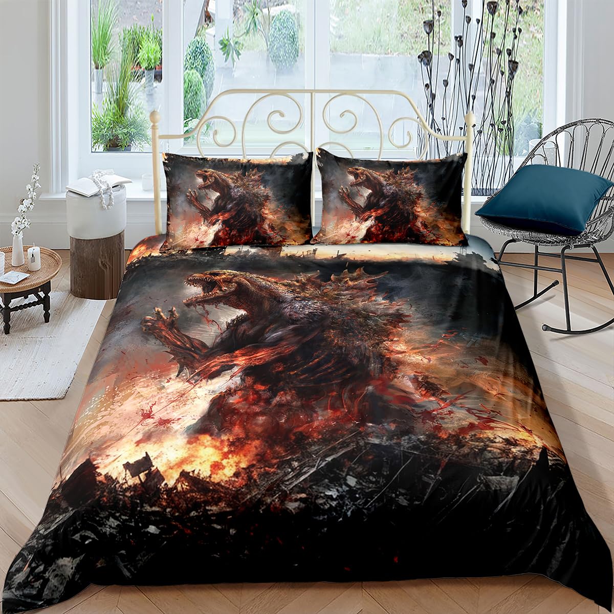 Duvet Cover Set Twin Size for Men Boy Dinosaur Comforter Cover Bedding Set 3D Printing Microfiber 1 Piece Quilt Cover with Zipper Closure 2 Pieces Pillow Shames No Comforter Inside(Dino41, Twin)