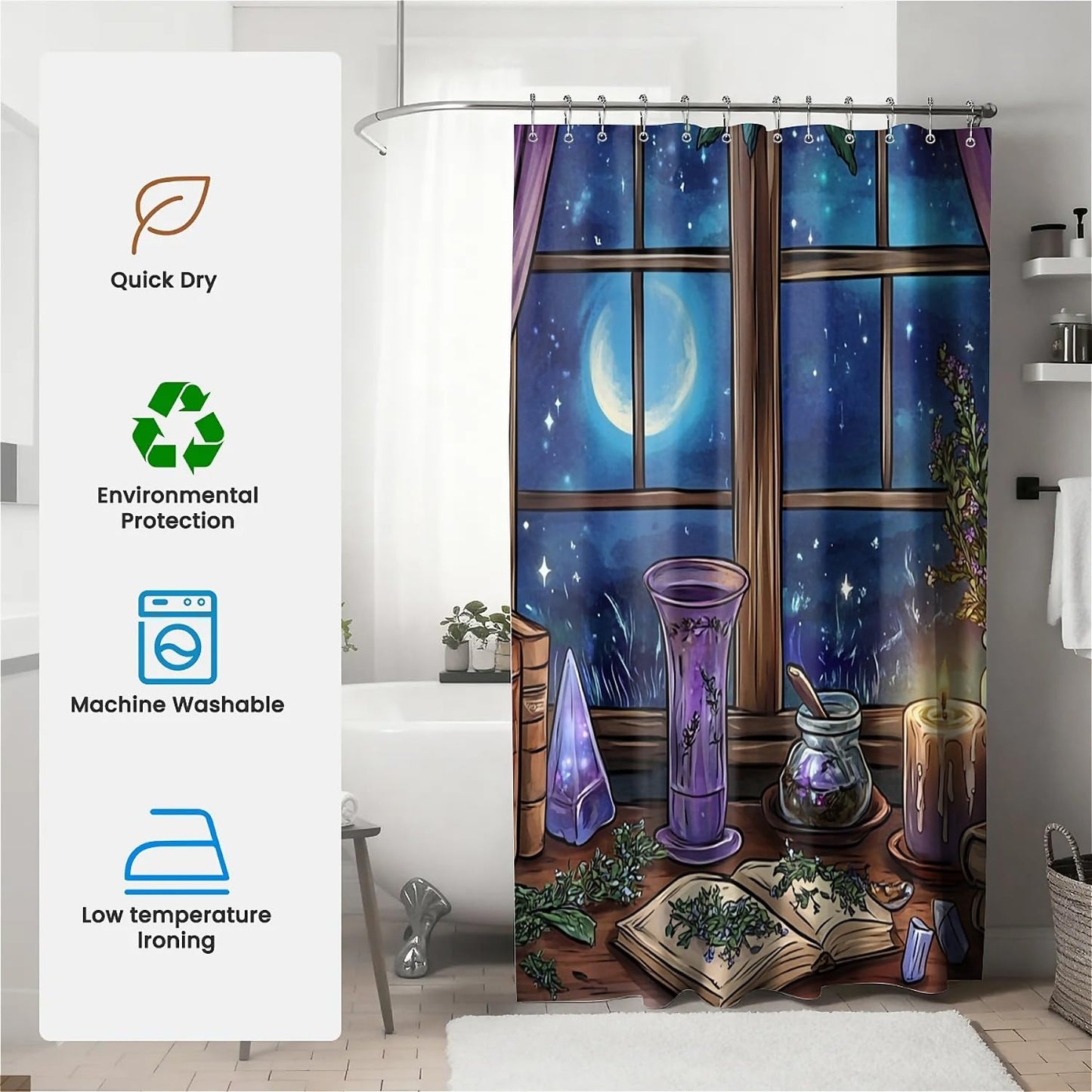 TANGXUNFA witchy's-Room Shower Curtain for Bathroom, Water-Resistant Long Shower Curtain Set 72x72 Inch with Metal Grommets and 12 Metal Hooks