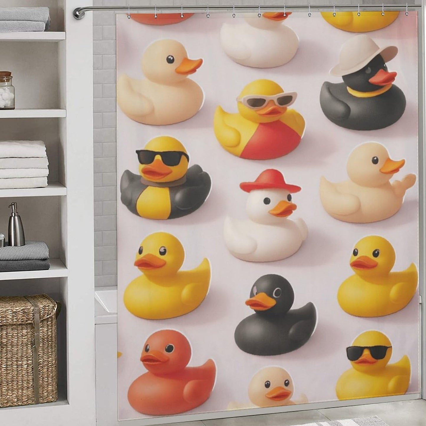 bladesgsd Colorful Rubber Ducks Shower Curtain Set Fabric Shower Curtains Waterproof Bath Curtain for Bathroom Hotel with 12 Hooks 69.69x70.87Inch（177x180cm）