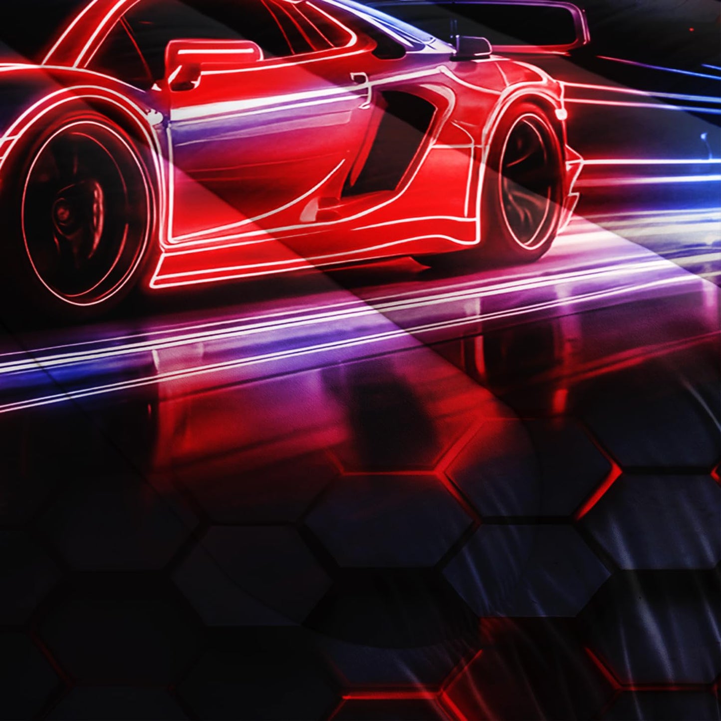 HOSIMA Boys Race Car Queen Bedding Sets,Honeycomb Geometric Background Pattern Cool Extreme Sports Bedding for Kids Men Car Themed Room Decor,Gaming Comforter with 2 Pillowcases.