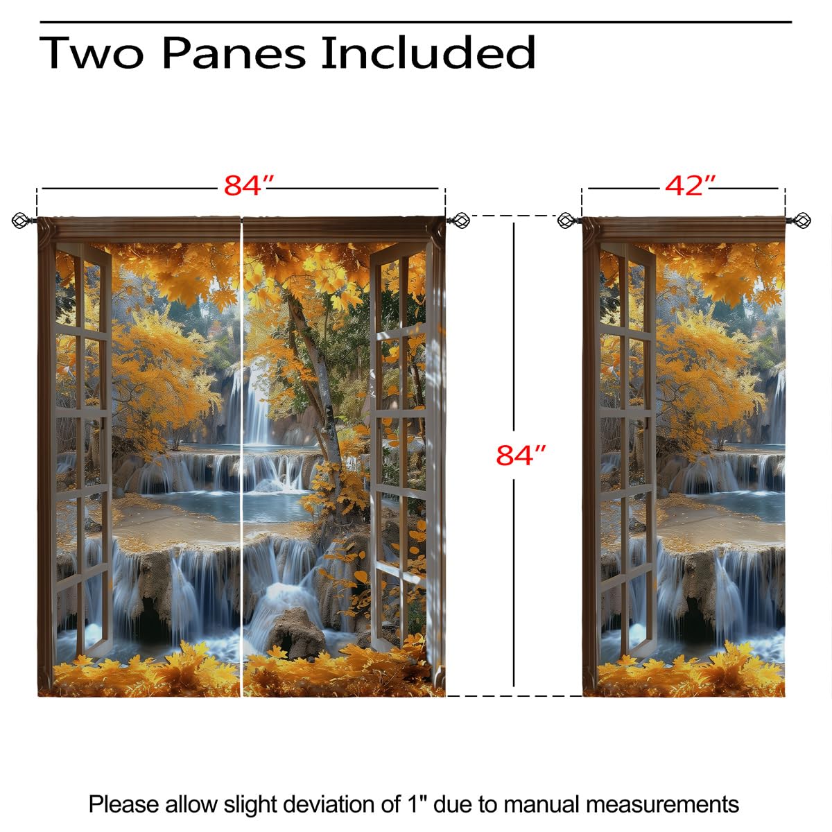 Landscape Blackout Curtains for Girls Boys Teens Home Decor, Nature 3D Autumn Fall Forest Maples Grommet Thermal Insulated Drapes Darkening Window Curtain for Bedroom Living Room, 84 x 84 Inch