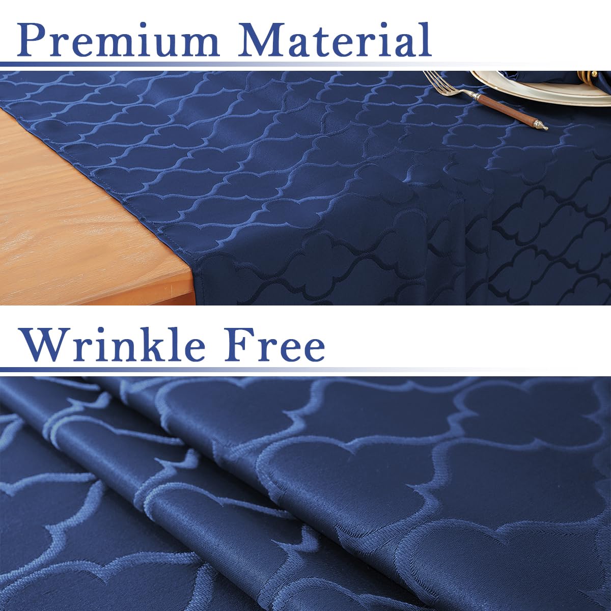 Larponder Tablecloth Rectangle, Jacquard, 52" x 70", Navy