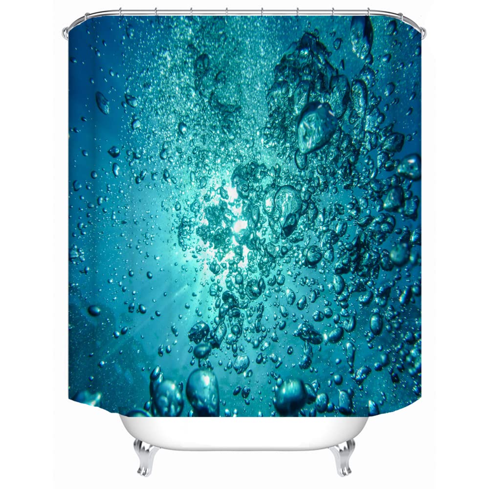 LYFANS Bathrooms Use Seawater Foam 3D Shower Curtains, Bathtubs Use Iuxury Standard Shower Curtain, Waterproof Washable Fabric 3D Shower Curtains, 12 White Hooks, 72x72 Inches.
