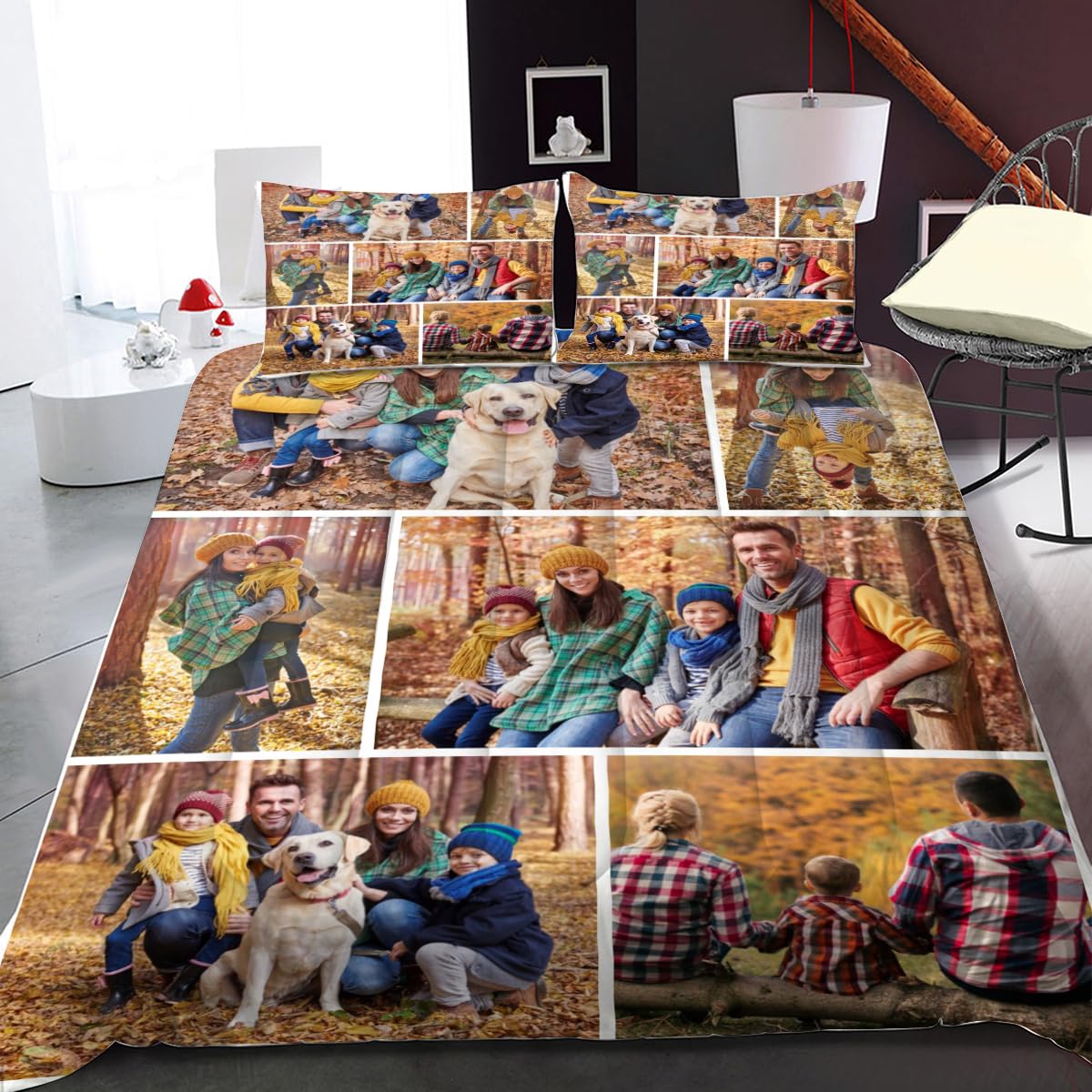 iBedding Custom Comforter Set with Photos Personalized Customized Picture Bedding Sets for Boys Girls (6 Photos)