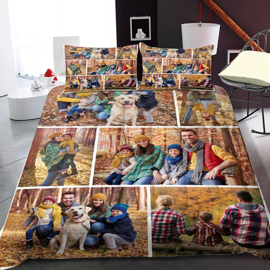 iBedding Custom Comforter Set with Photos Personalized Customized Picture Bedding Sets for Boys Girls (6 Photos)